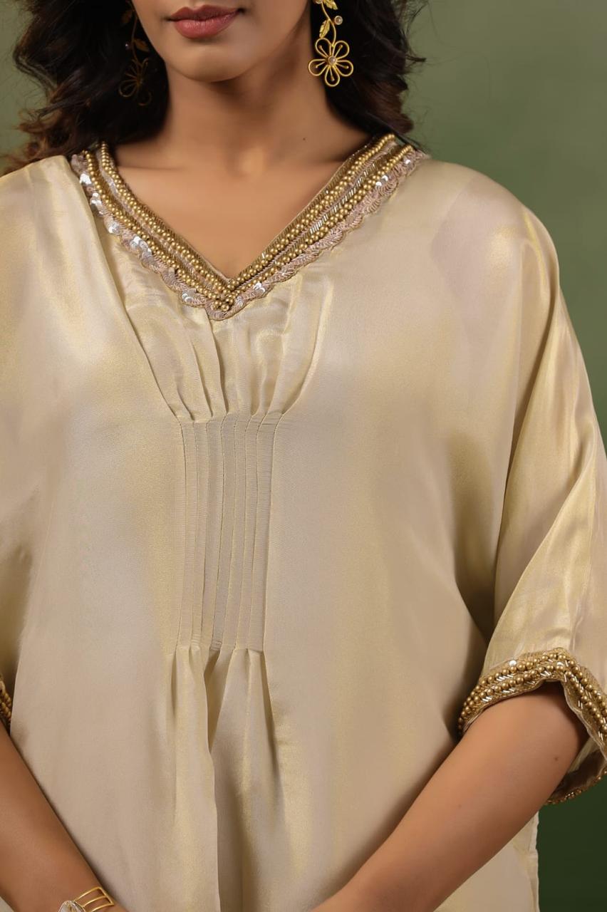 Golden tissue kaftan style Co ord set