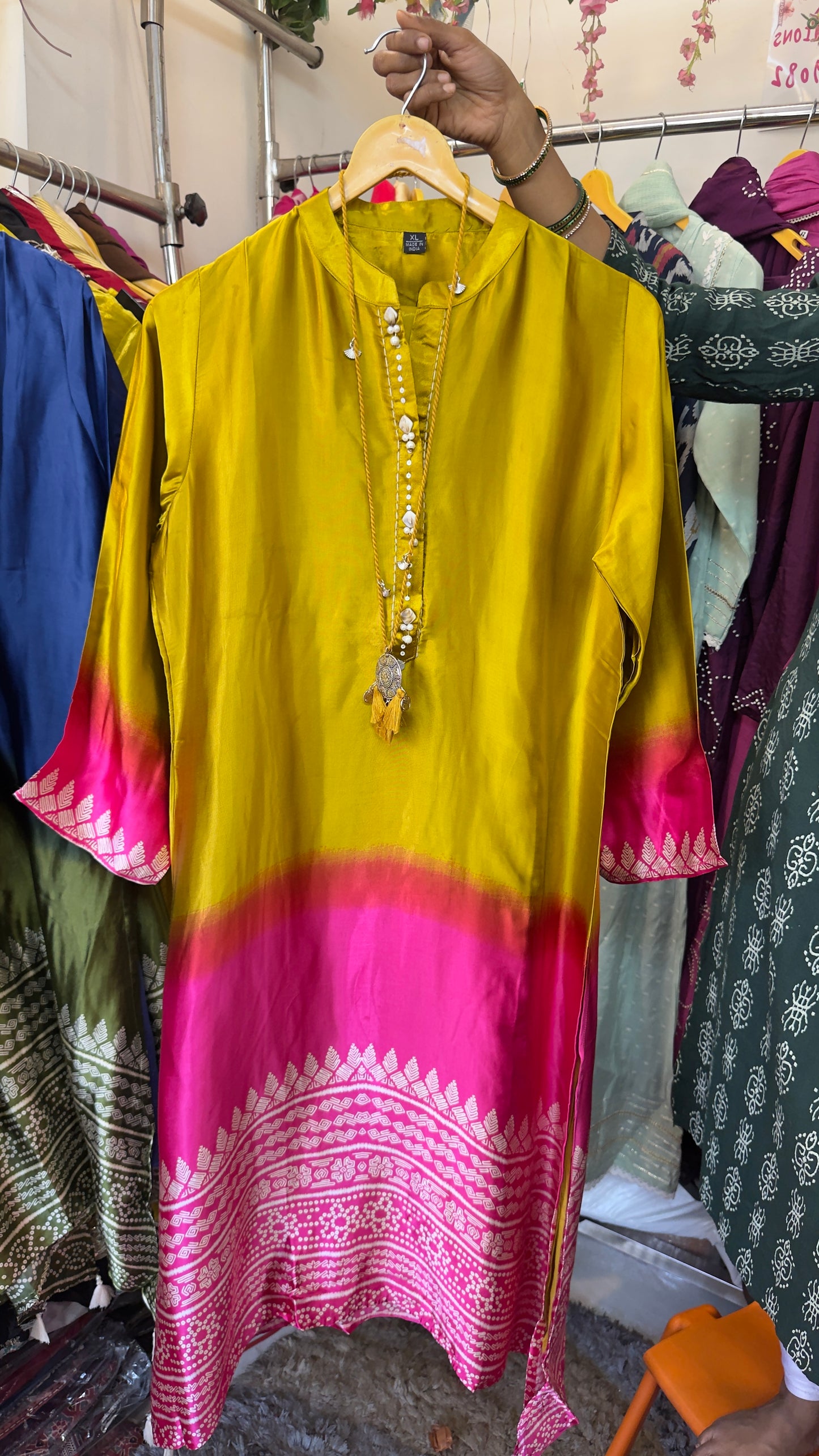 Yellow Gajji kurta pant with cotton lining