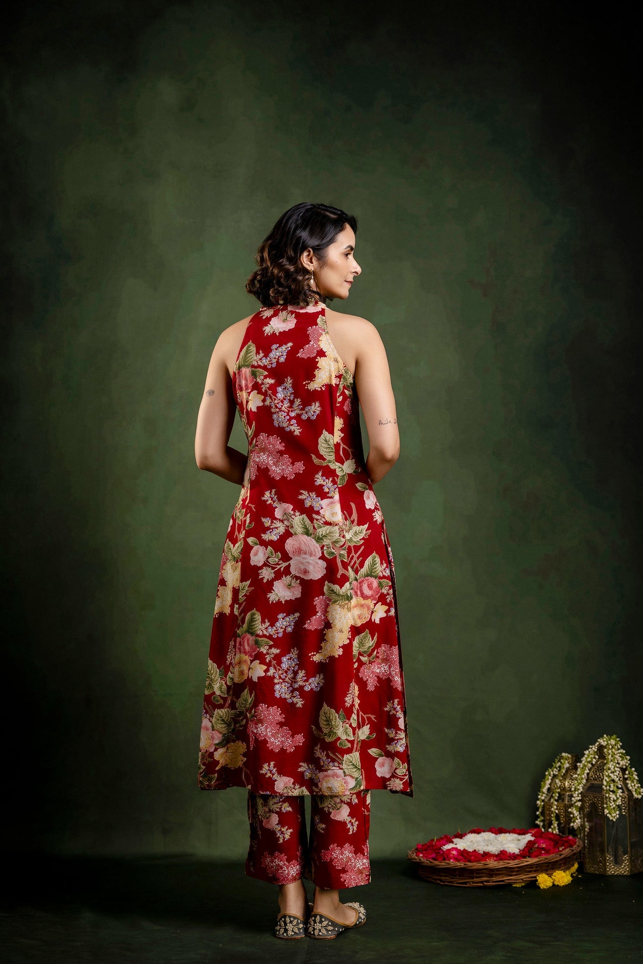 Maroon Printed Modal Embroidered Co-Ord Set