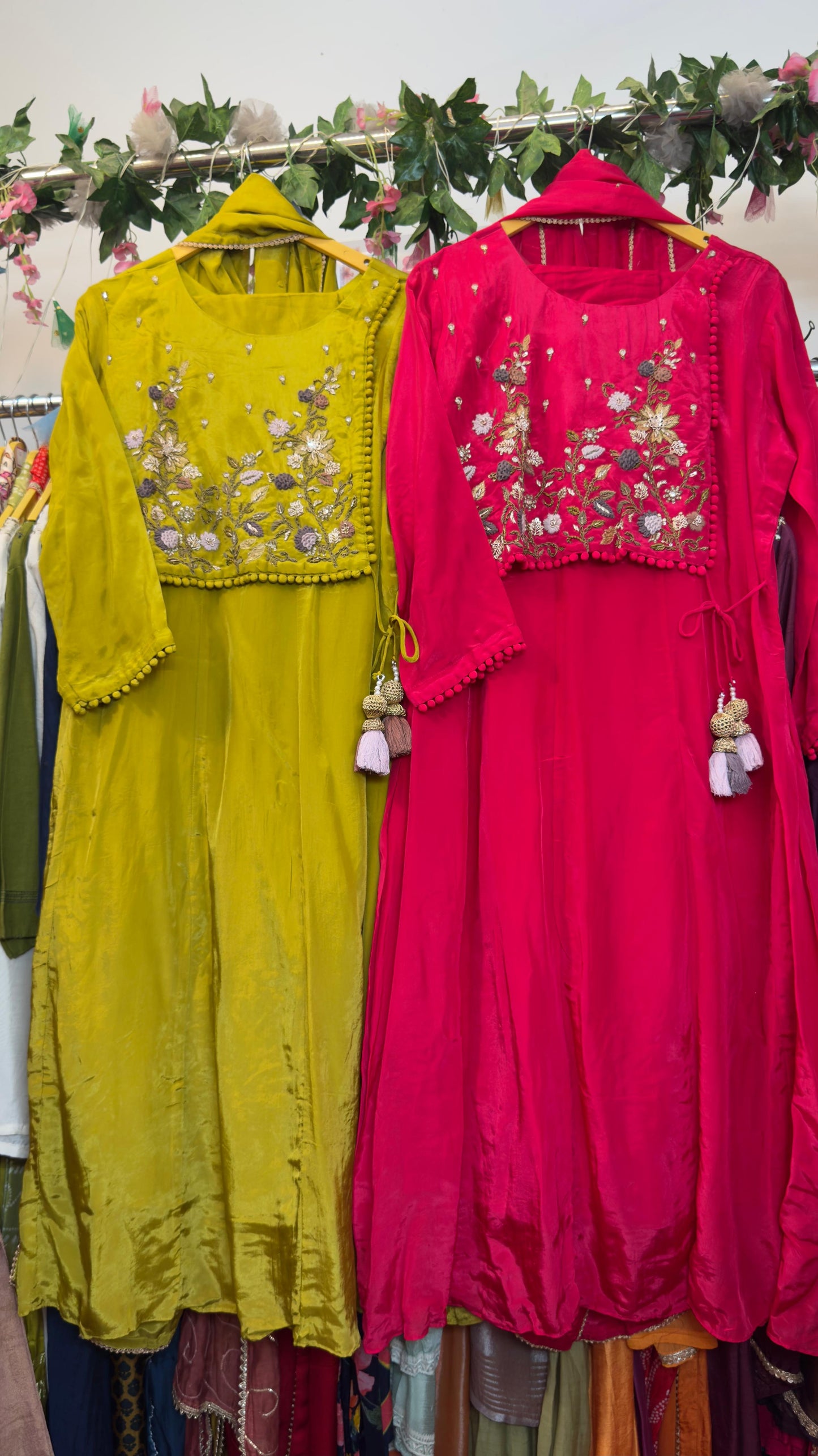 Crepe anrakha pattern with beautiful handwork suit
