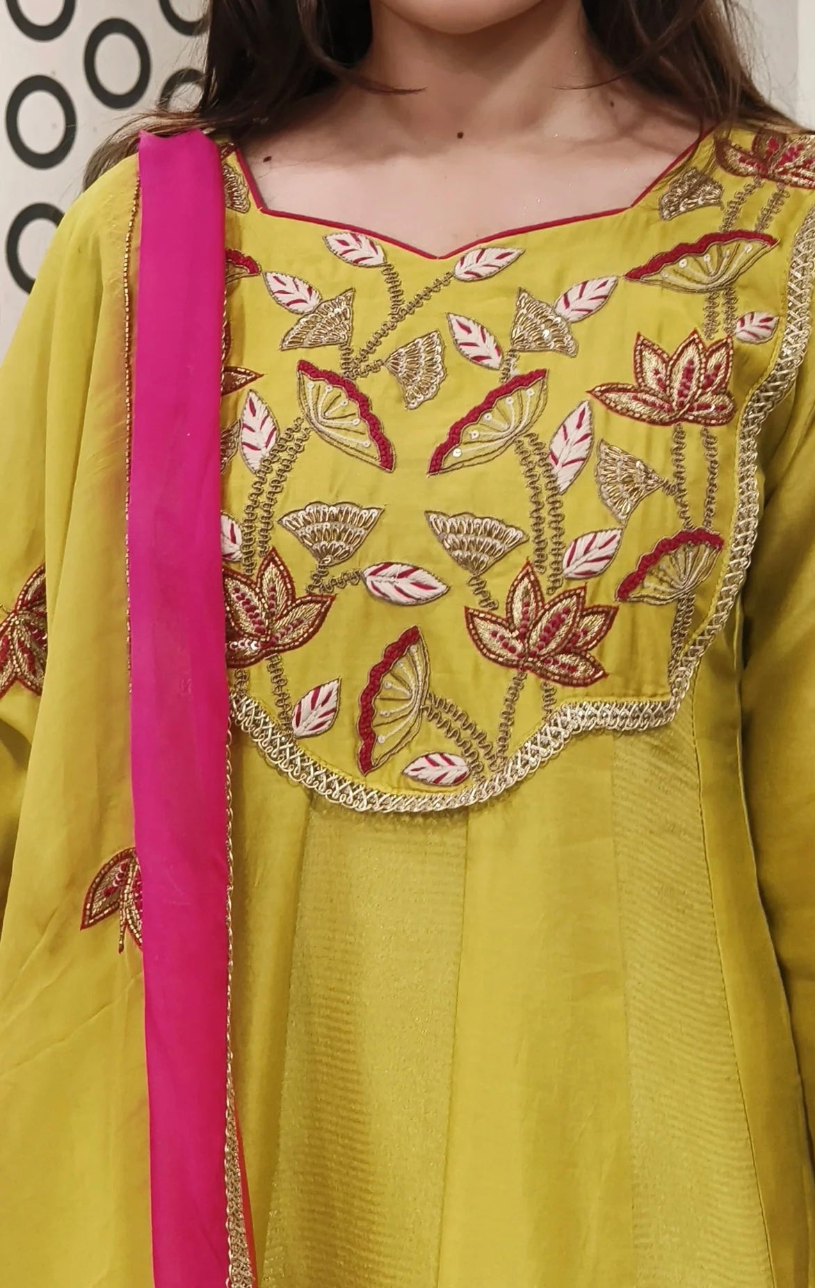 Lotus Hand work tissue Anarkali