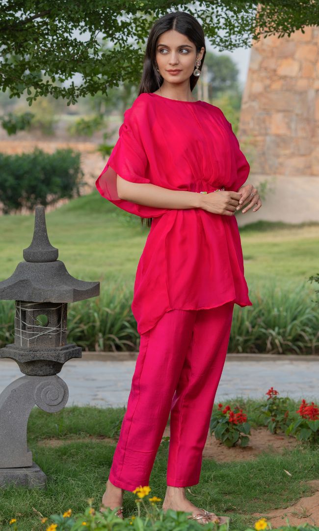Magenta pink kaftan co ord set