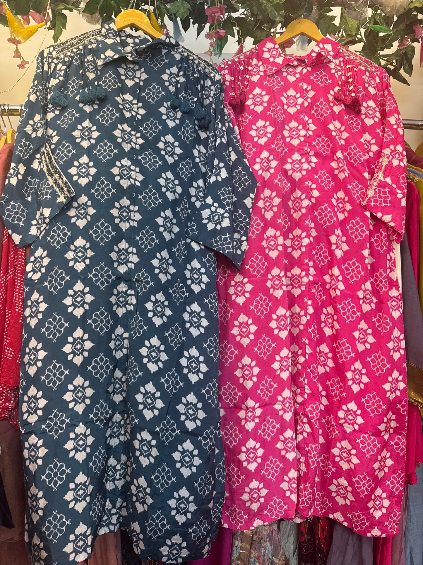 Indian mirror workCo ord ( pink/blue)