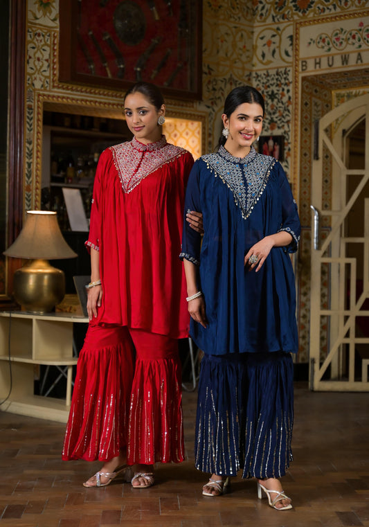 Indo western chinon 2 pc set