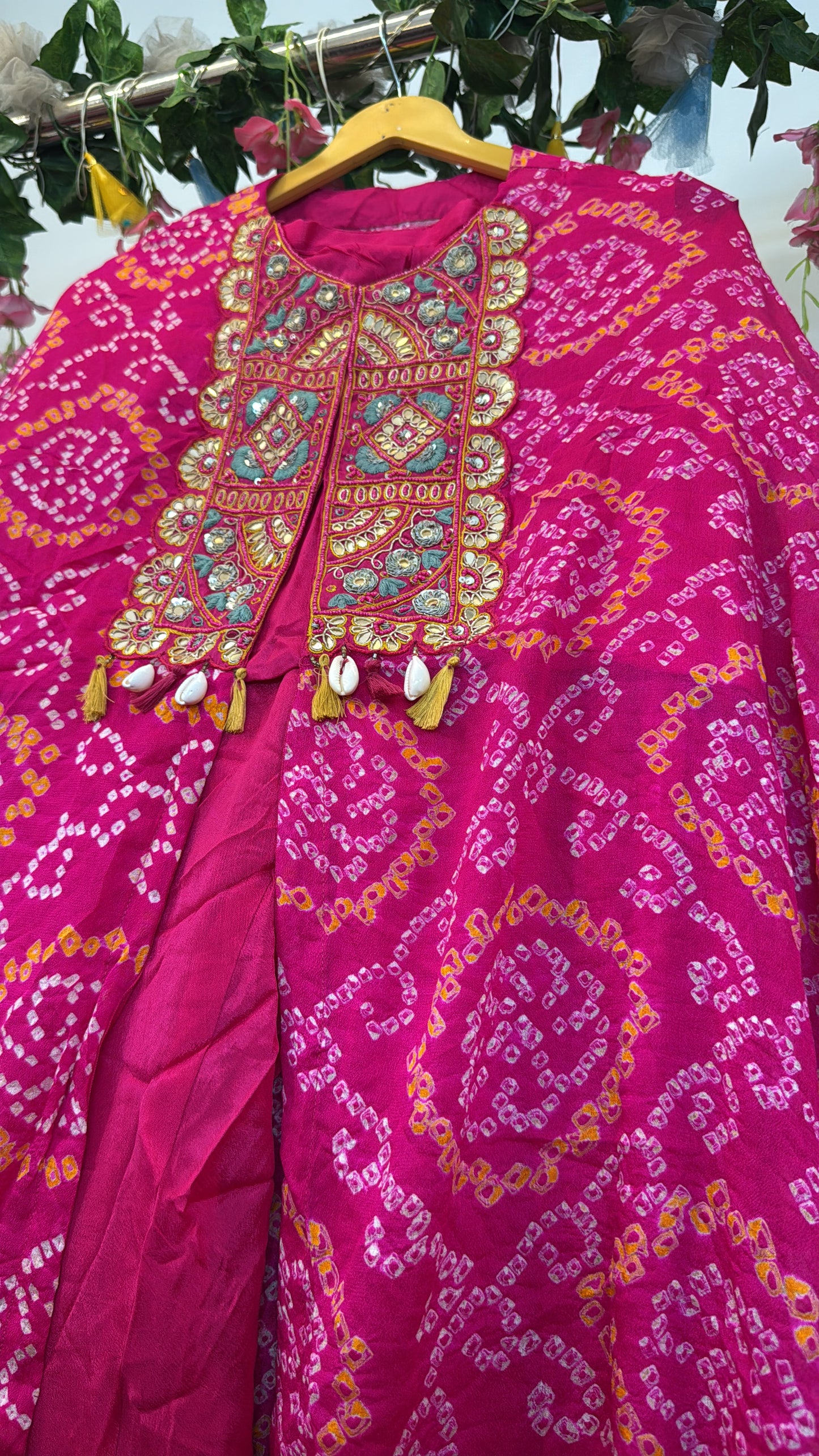 Pink Bandhani Indo western