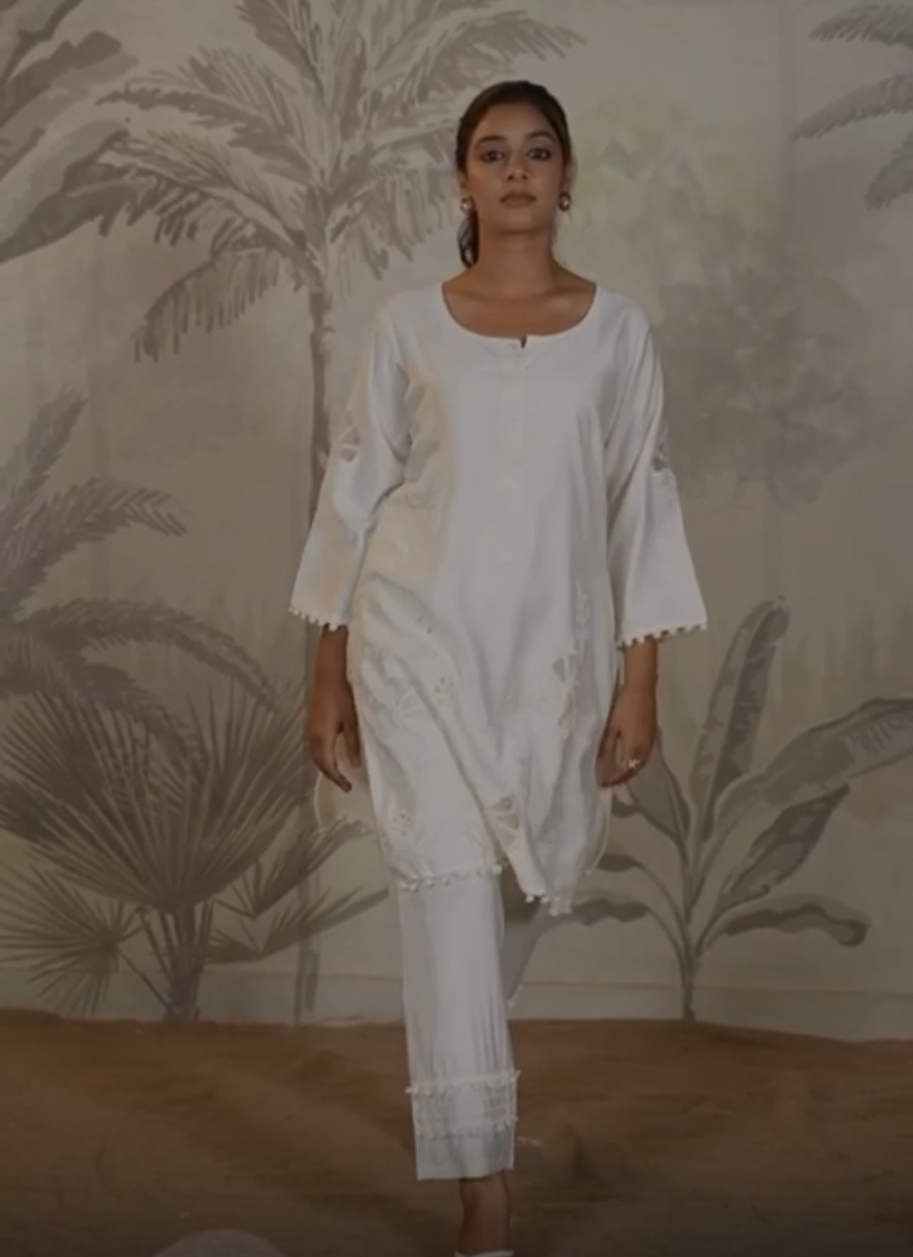 White cotton silk co ord