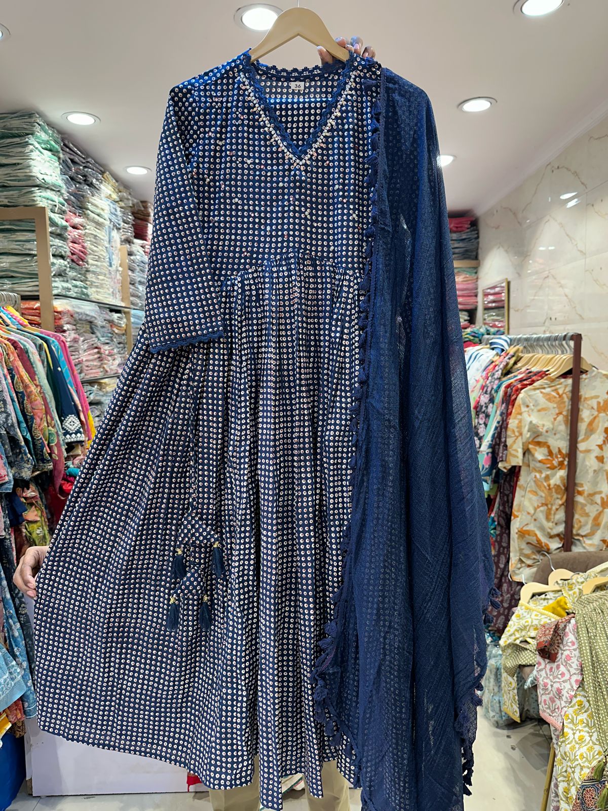 Square classy green/ blue Anarkali