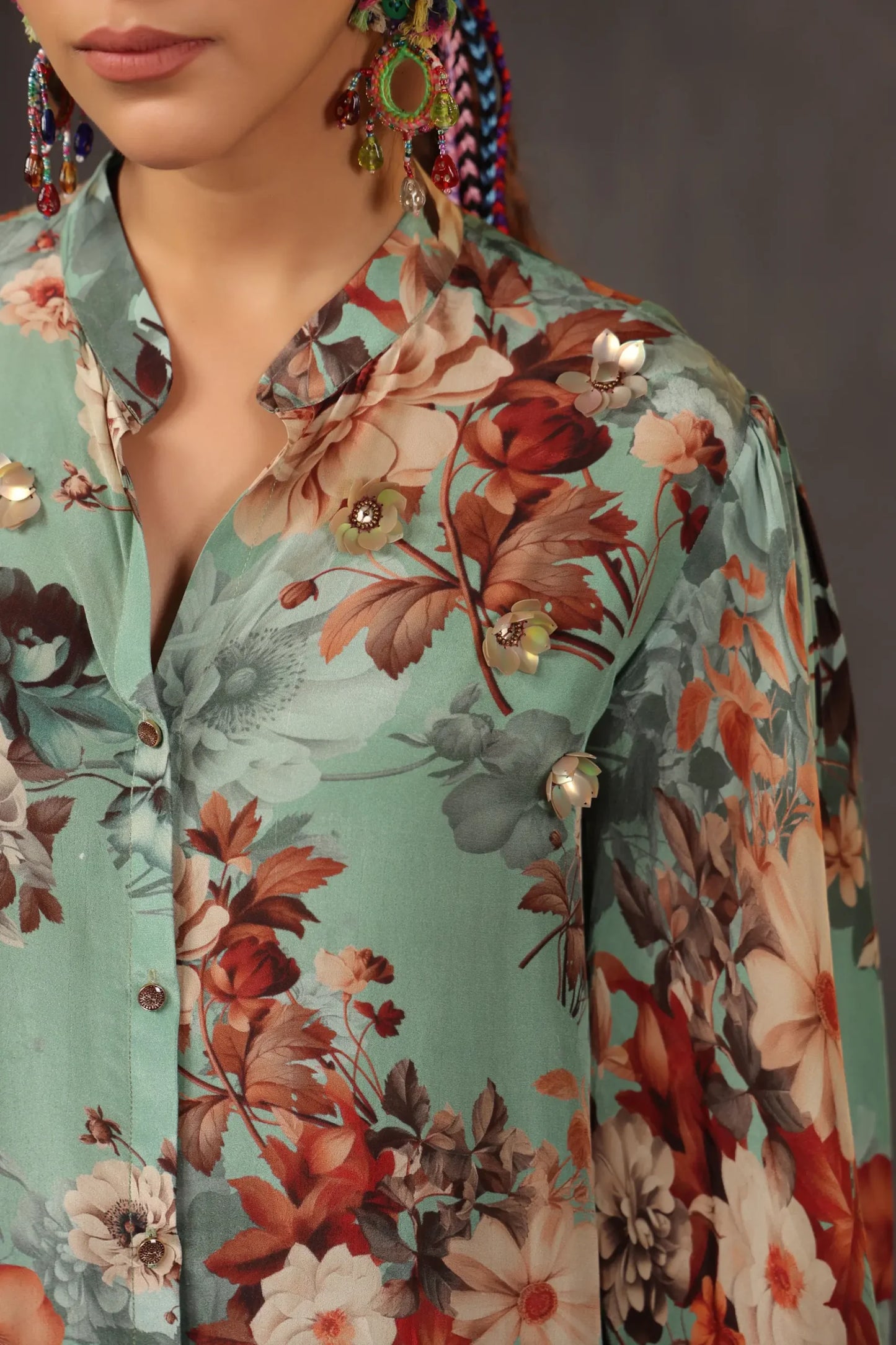 Greeny crepe top