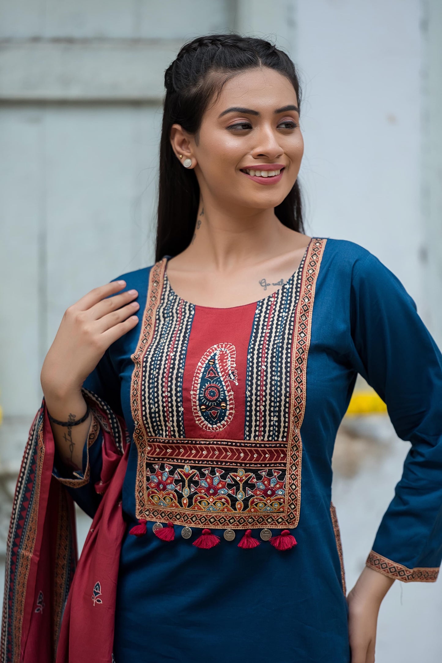 Kutch blue patch cotton Set