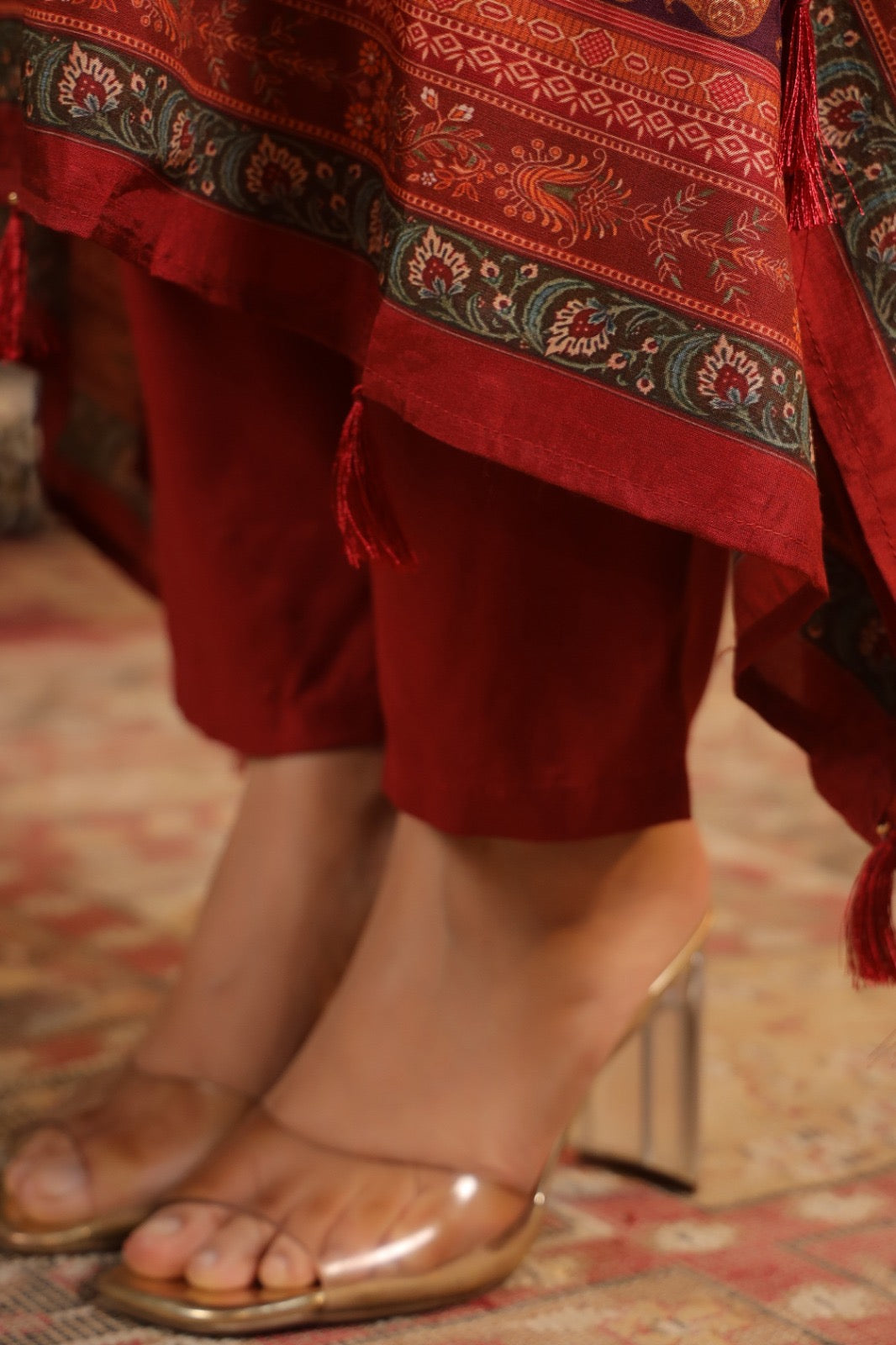 Maroon classy digit print kaftan