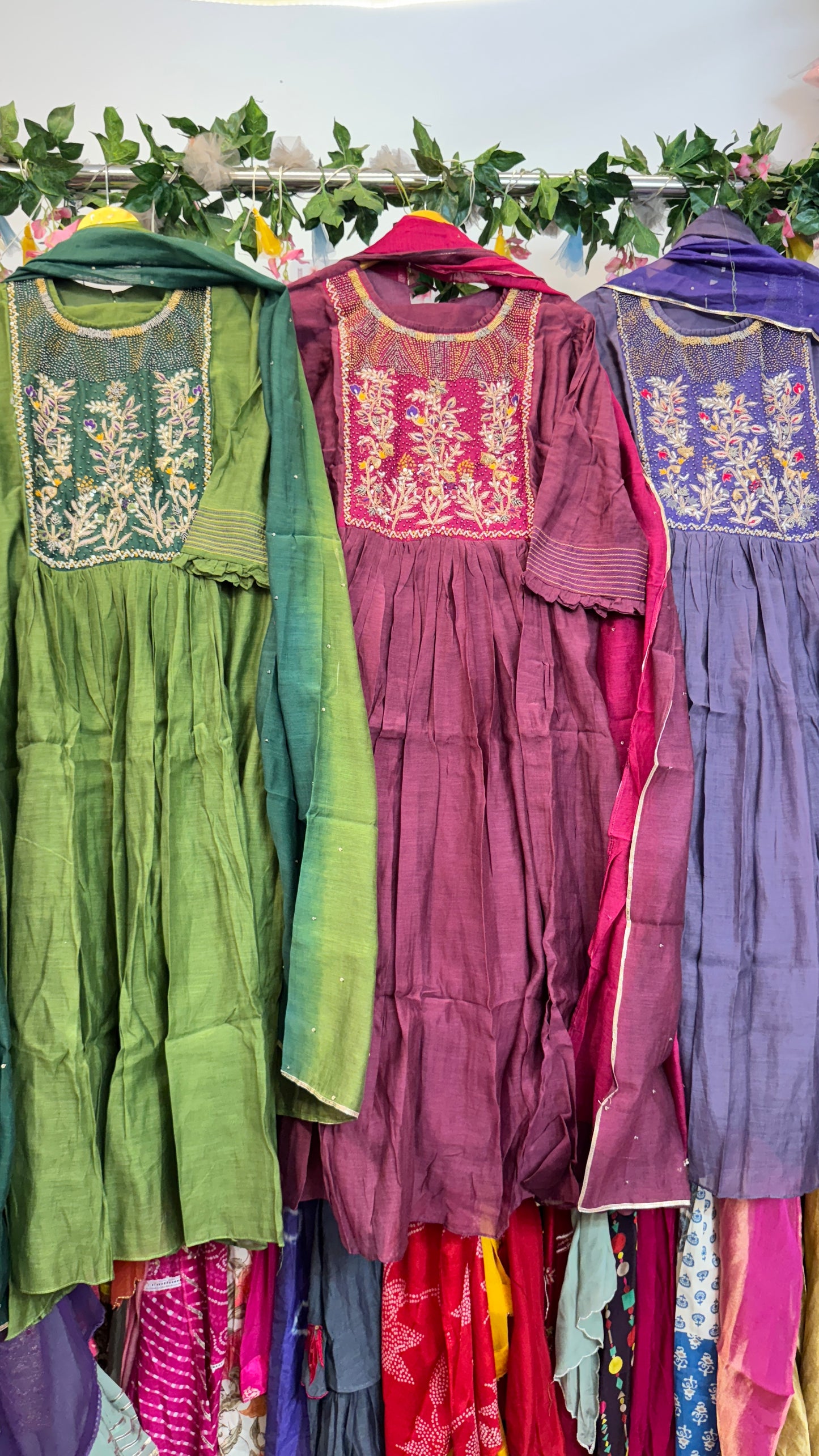 Ombré mul chandari with heavy neck embroidery