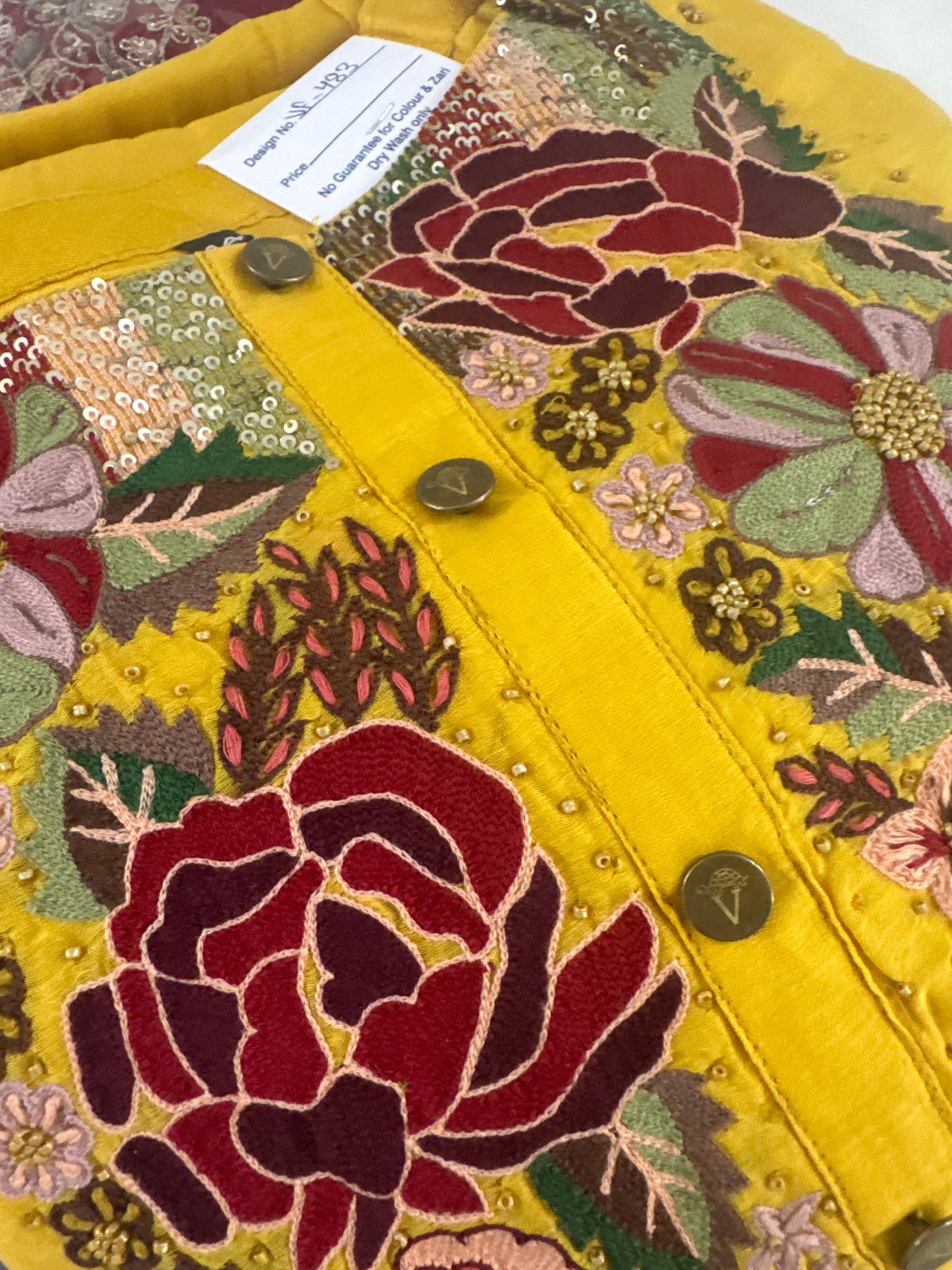 Rose hand embroidery mul chandari