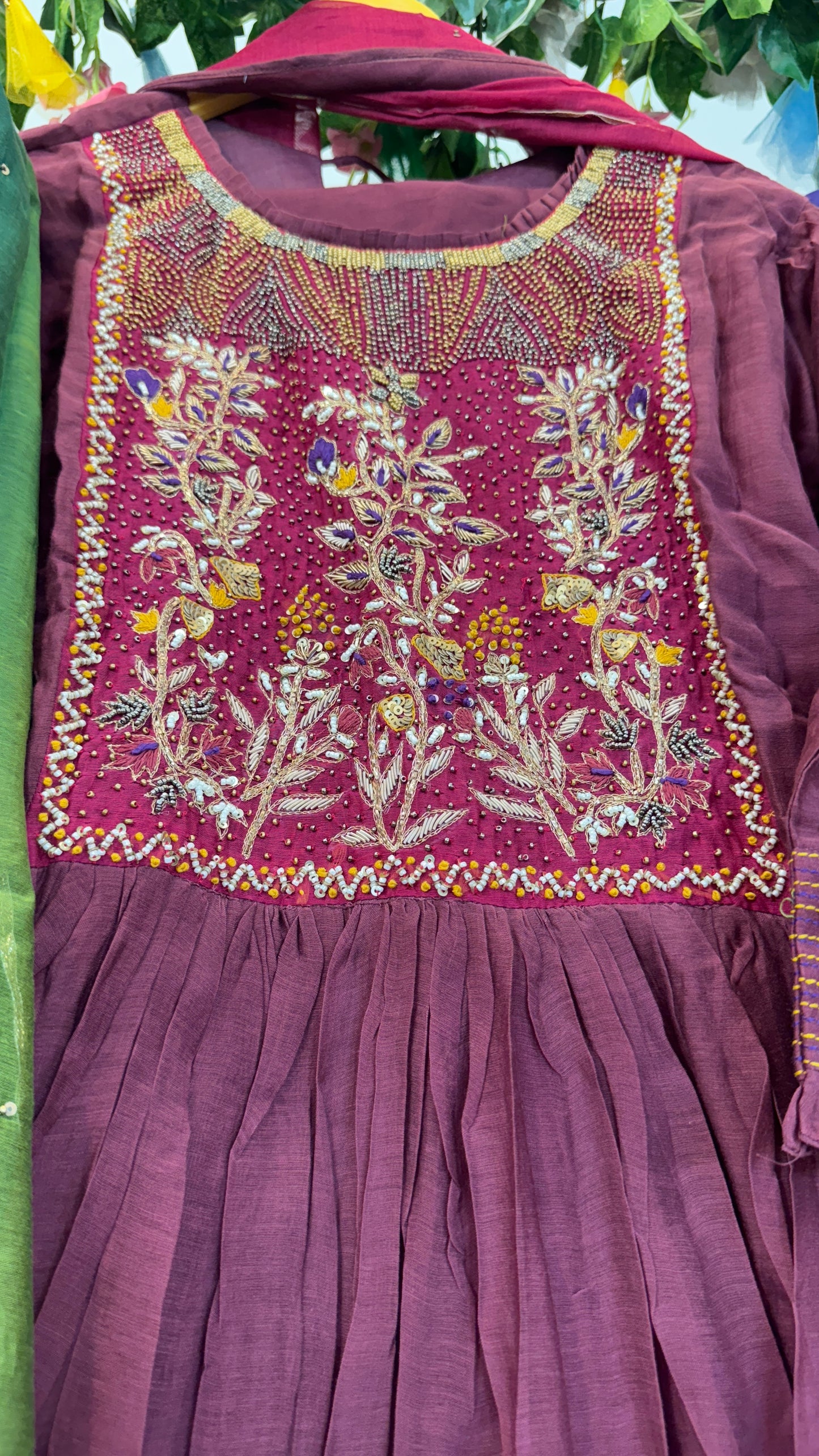 Ombré mul chandari with heavy neck embroidery