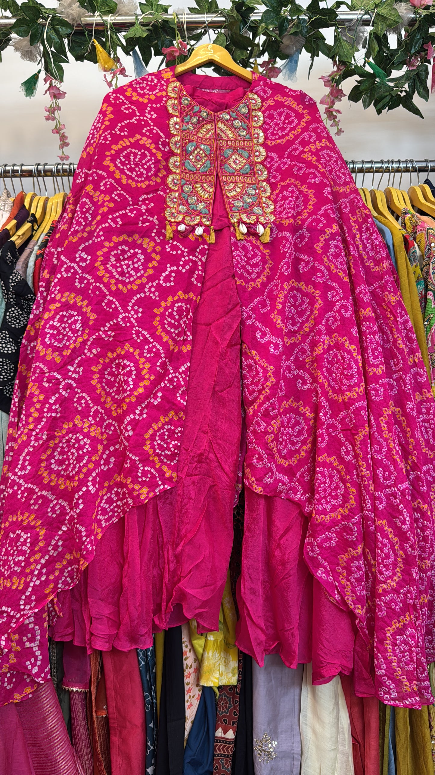 Pink Bandhani Indo western