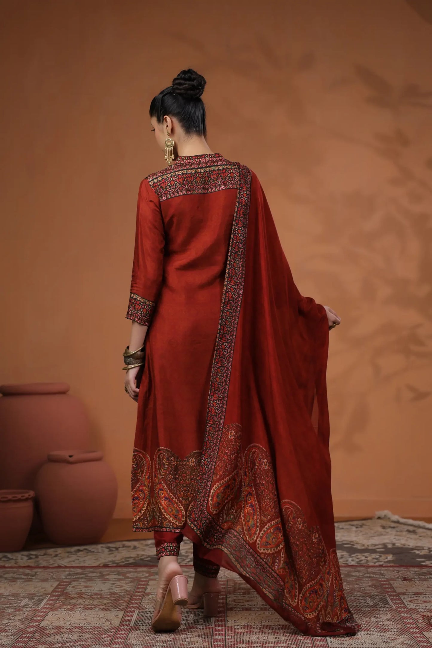 Classy maroon silk suit