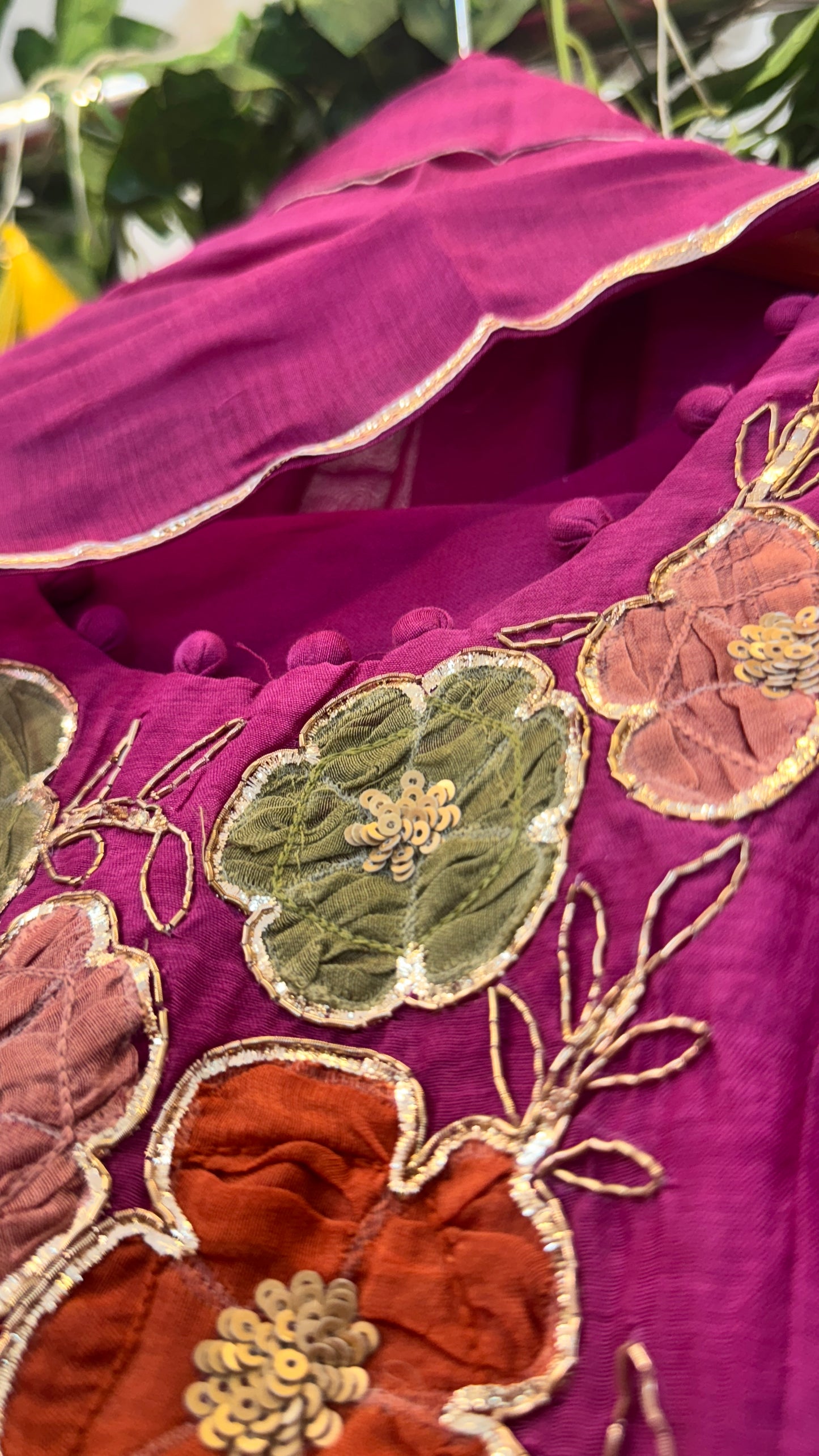 Dabka work pink mul chandari