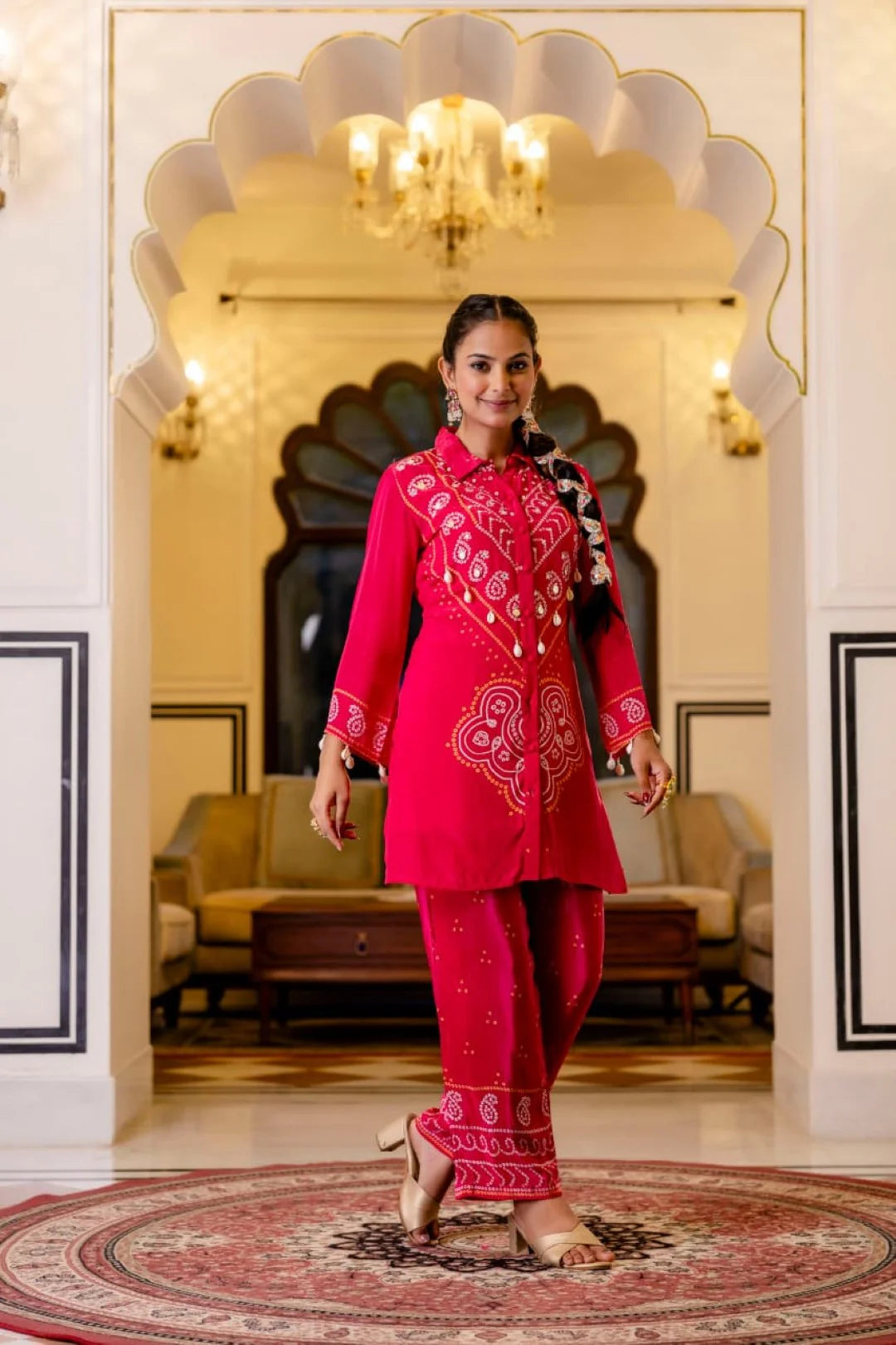 Pink Bandhani ROUGE PREMIUM CO-ORD SET