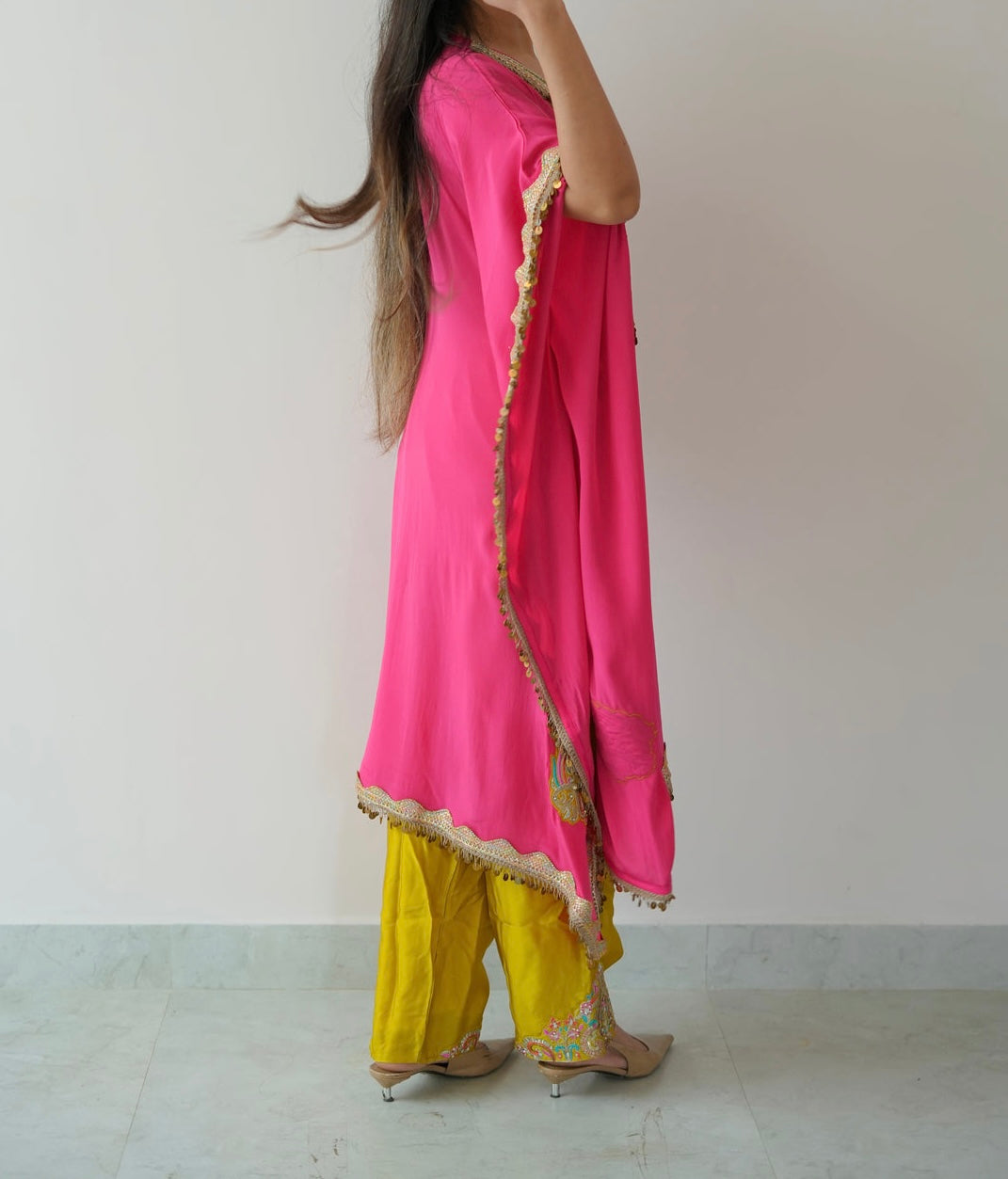 Luxe pink yellow kaftan