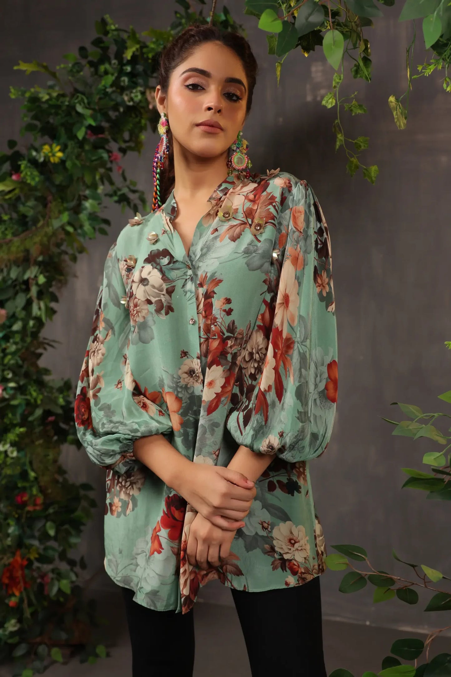 Greeny crepe top