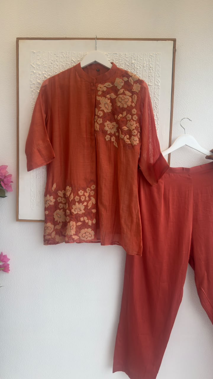 Simply best mul chandari co ord with beautiful colours & embroidery