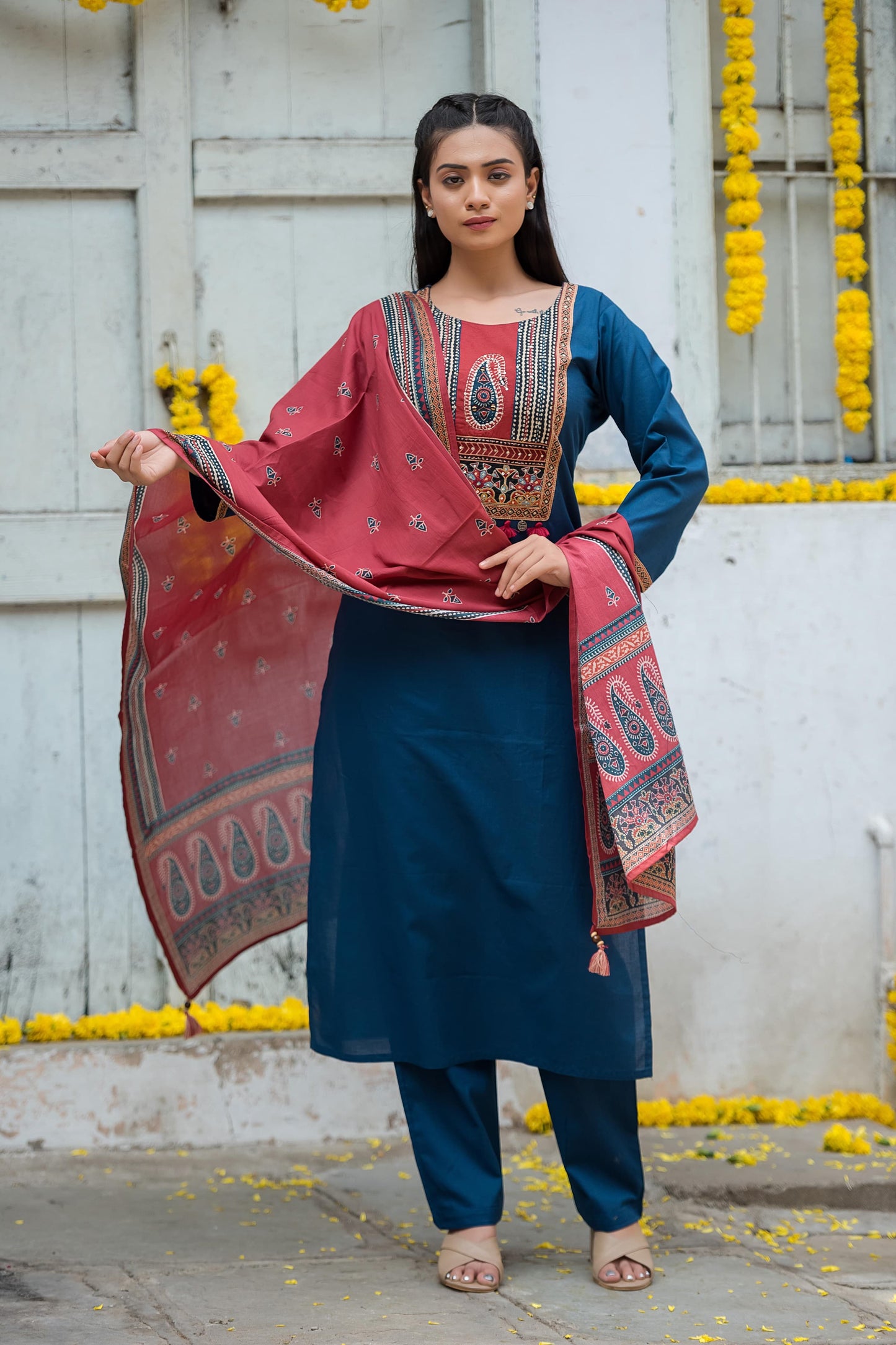Kutch blue patch cotton Set