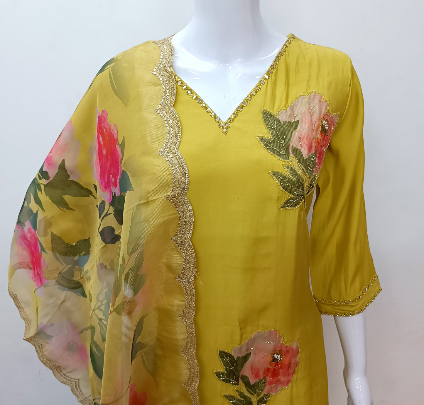 Muslin floral staright suit