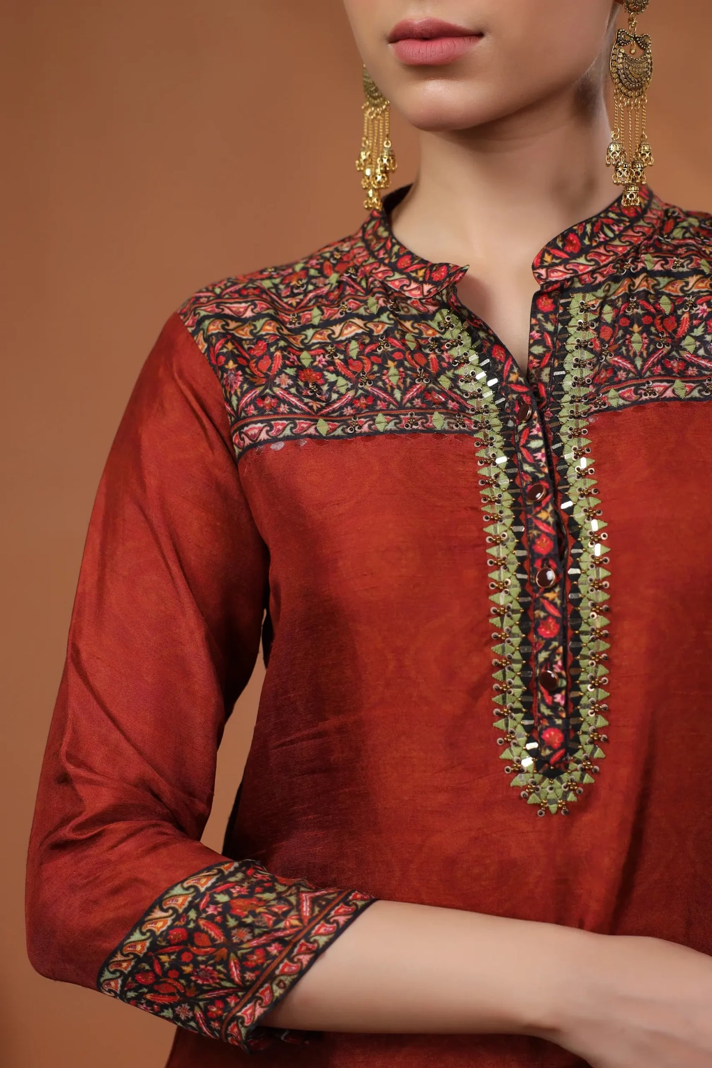 Classy maroon silk suit