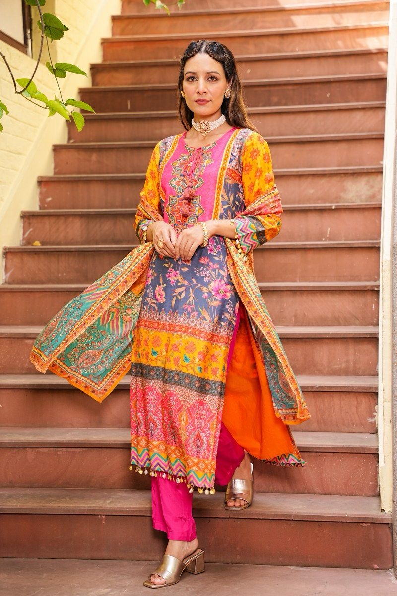 Crepe oranges shades suit