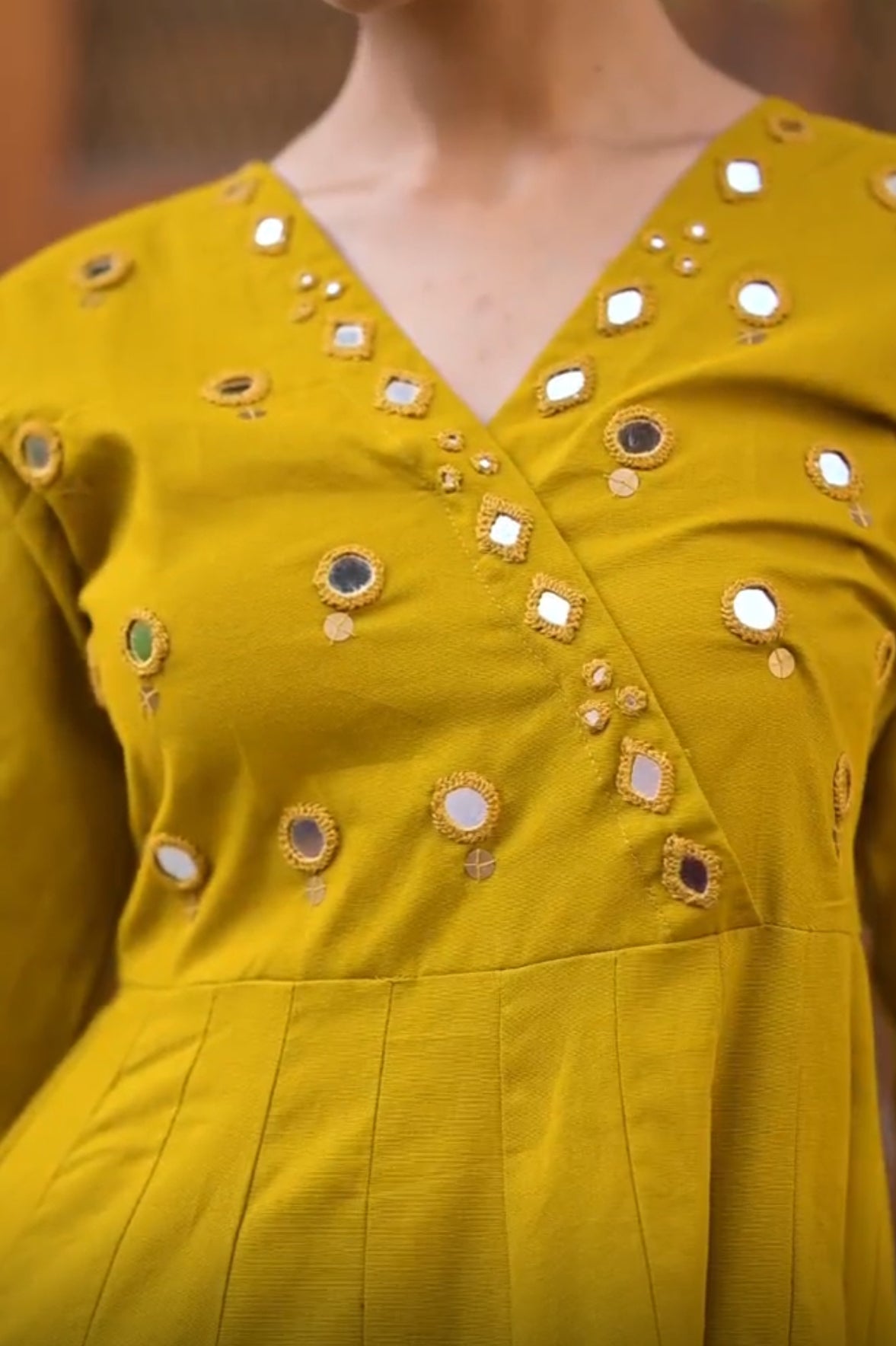 Yellow Real mirror Anarkali