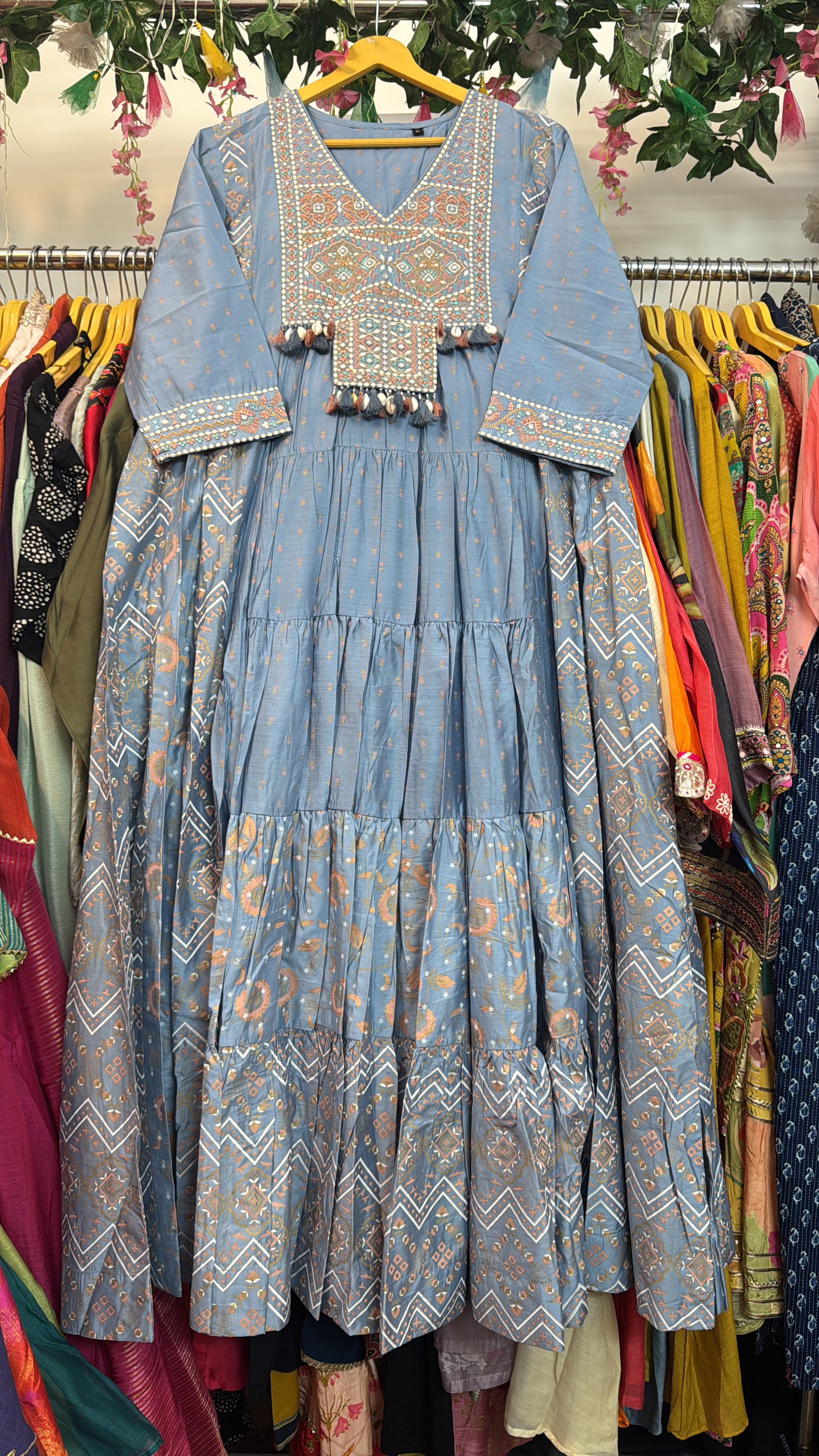 Ice blue silk gown