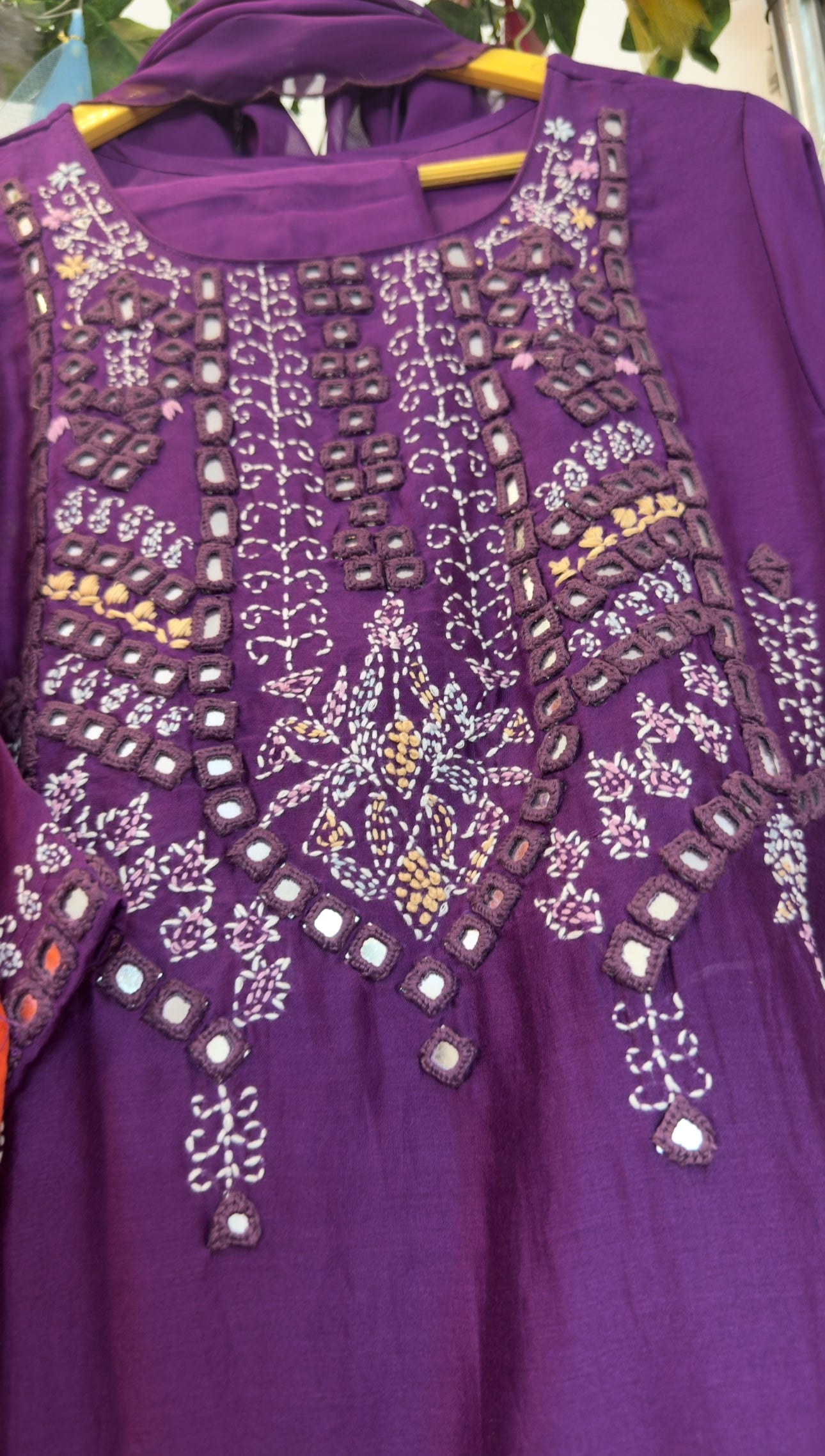 Mirror & Katha work premium chandari silk