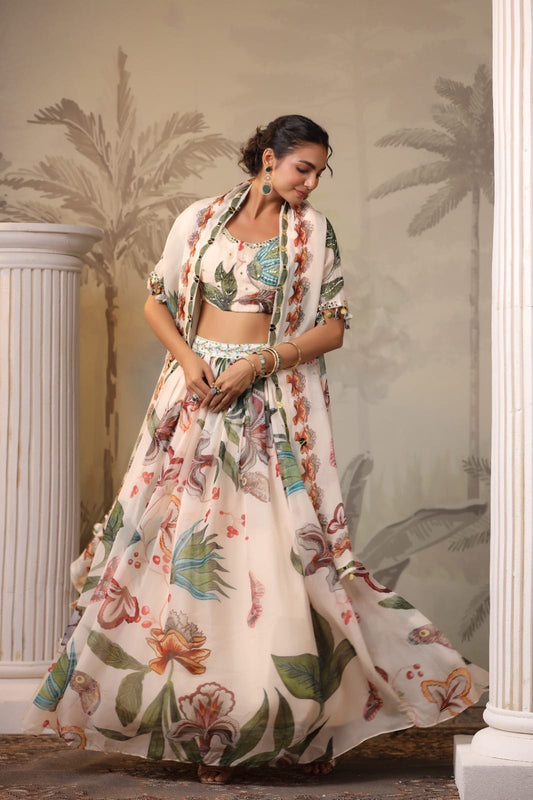 Luxe Tropical skirt blouse set