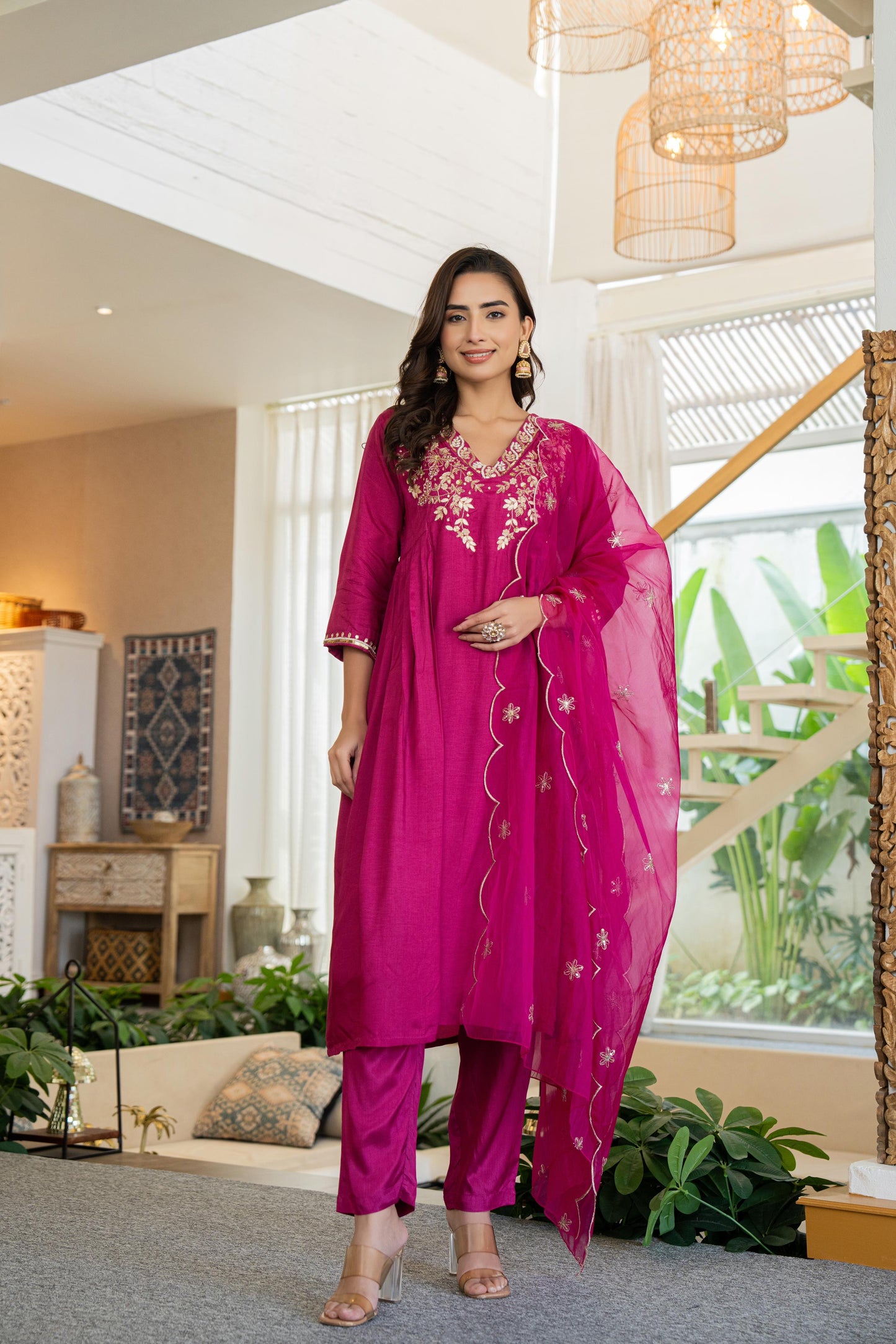 Raspberry & ink purple aline silk
