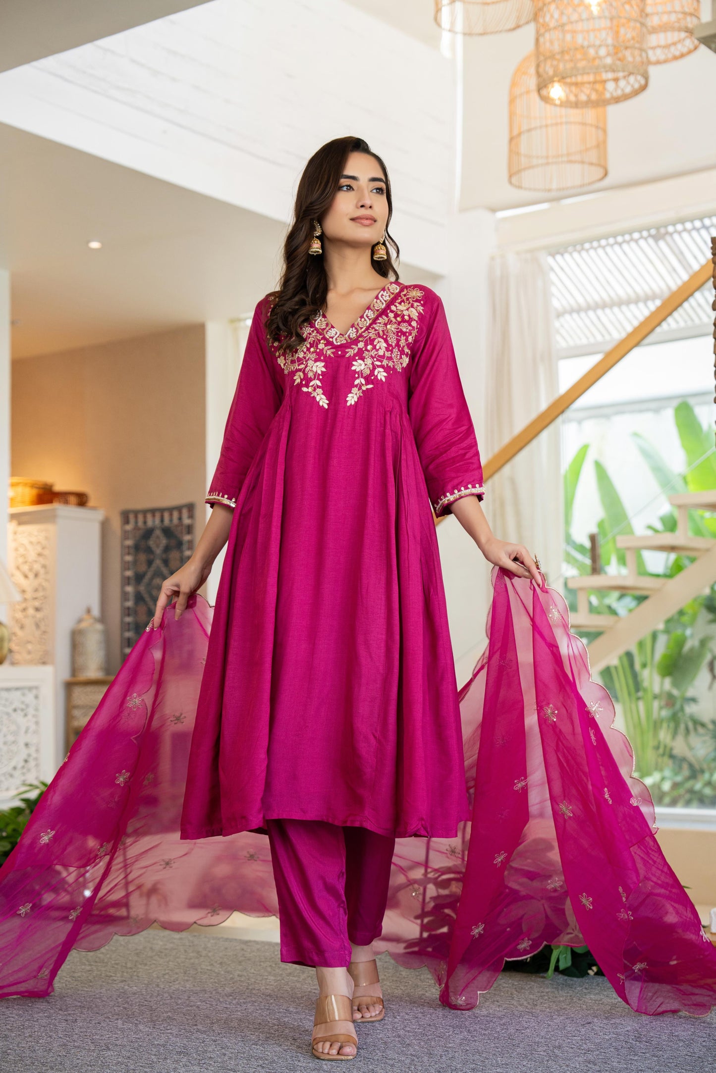 Raspberry & ink purple aline silk