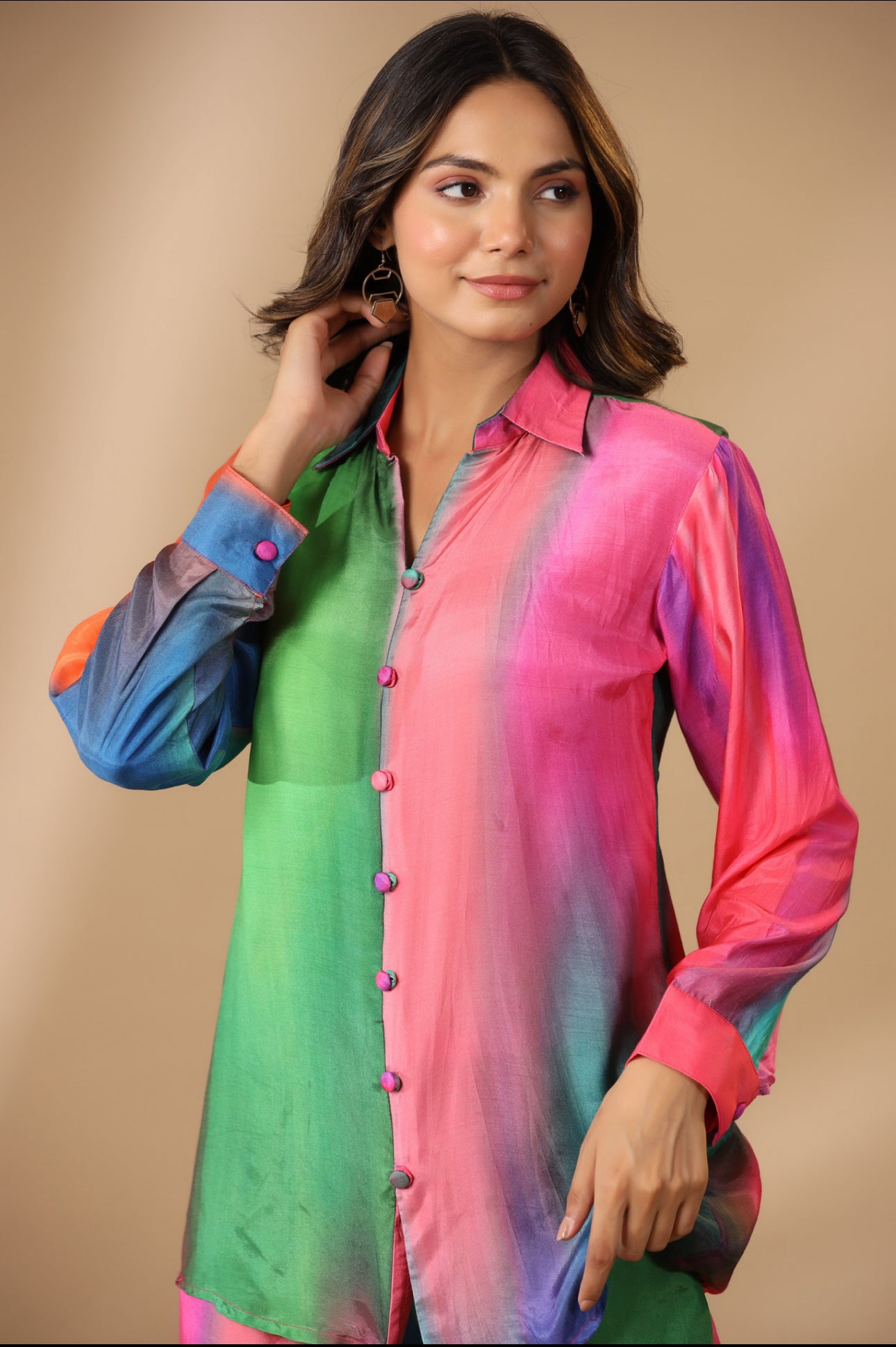 Rainbow muslin silk co ord set