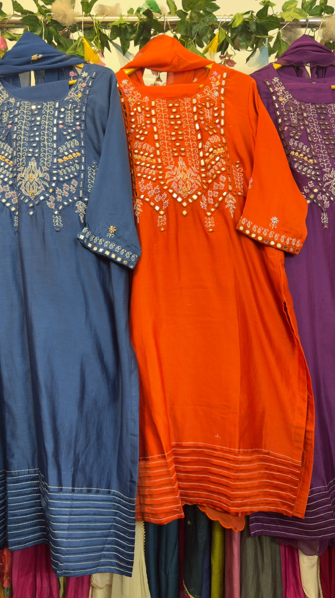 Mirror & Katha work premium chandari silk