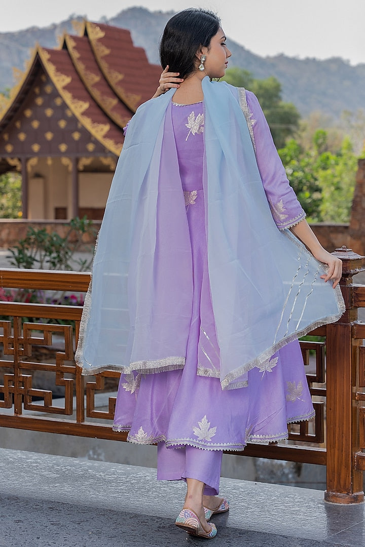 Lavender banaras silk Anarkali