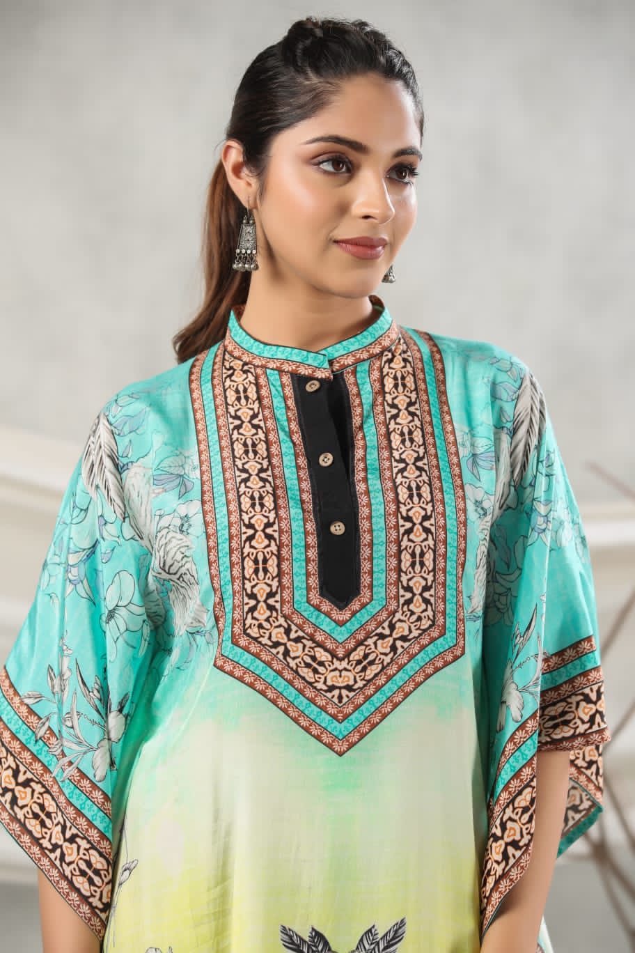 Yellow greeny kaftan co ord