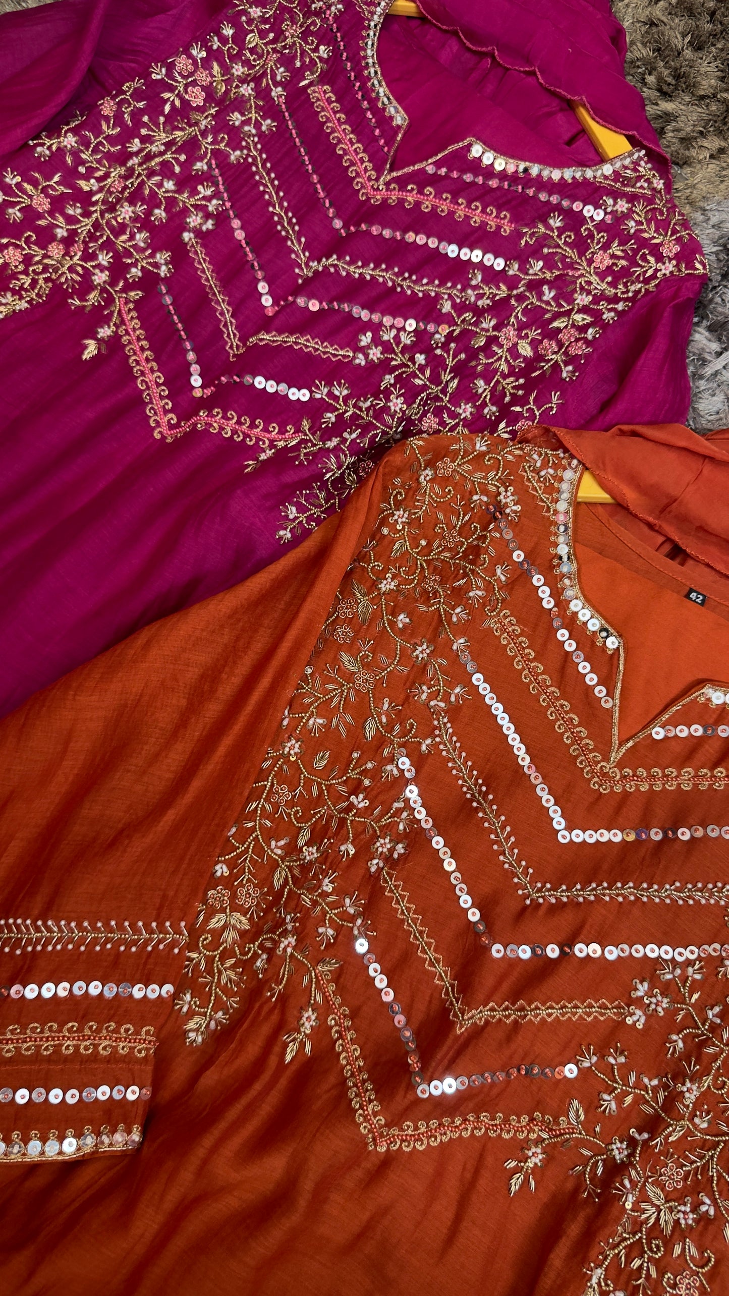 Preety bright mul chandari hand work suit