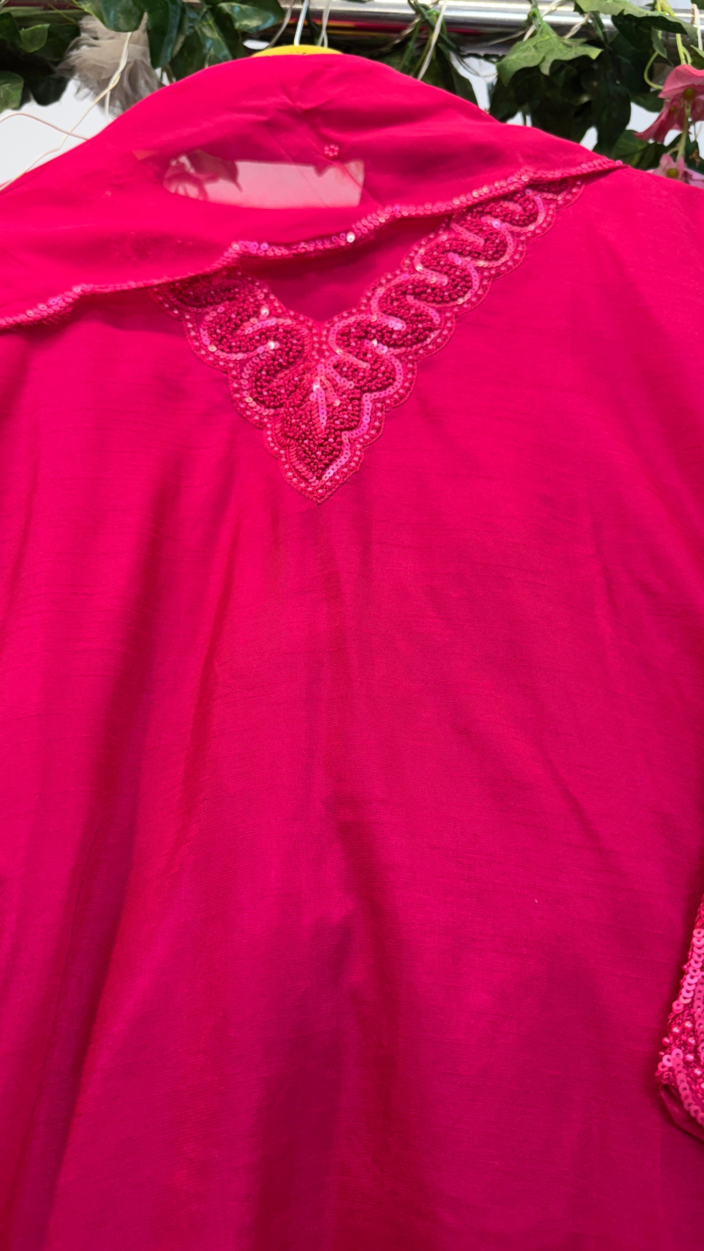 Not hand work rust/pink silk suit