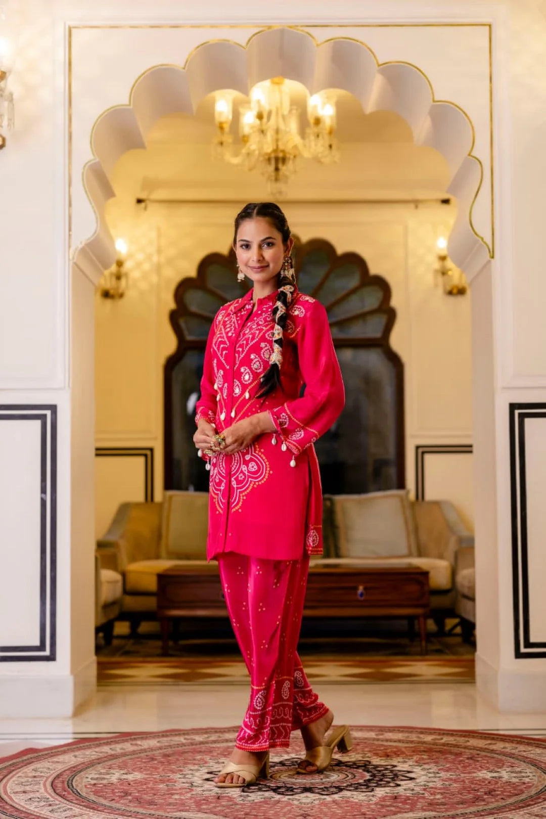 Pink Bandhani ROUGE PREMIUM CO-ORD SET