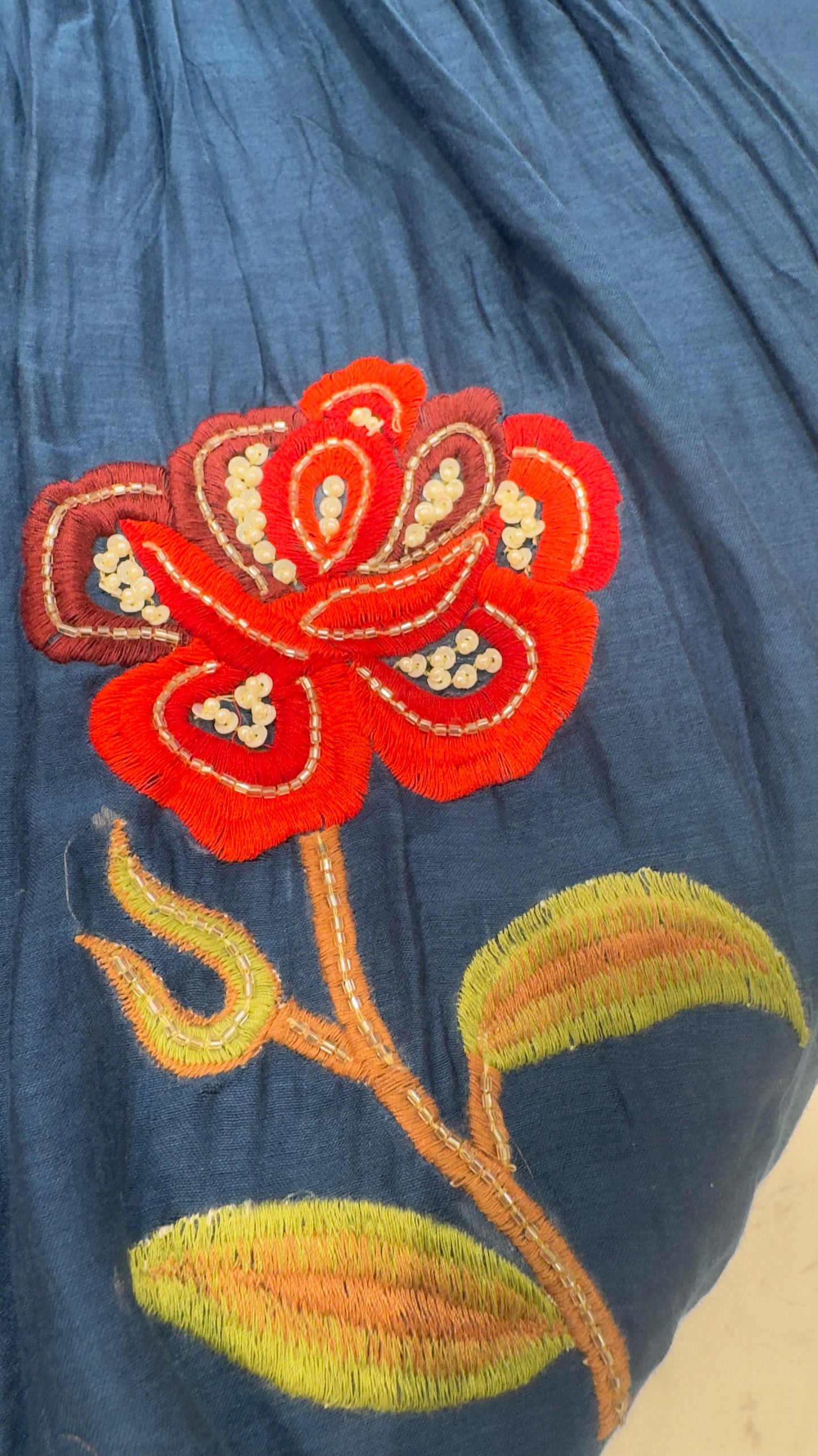 Rose embroidery pure mul chandari suit