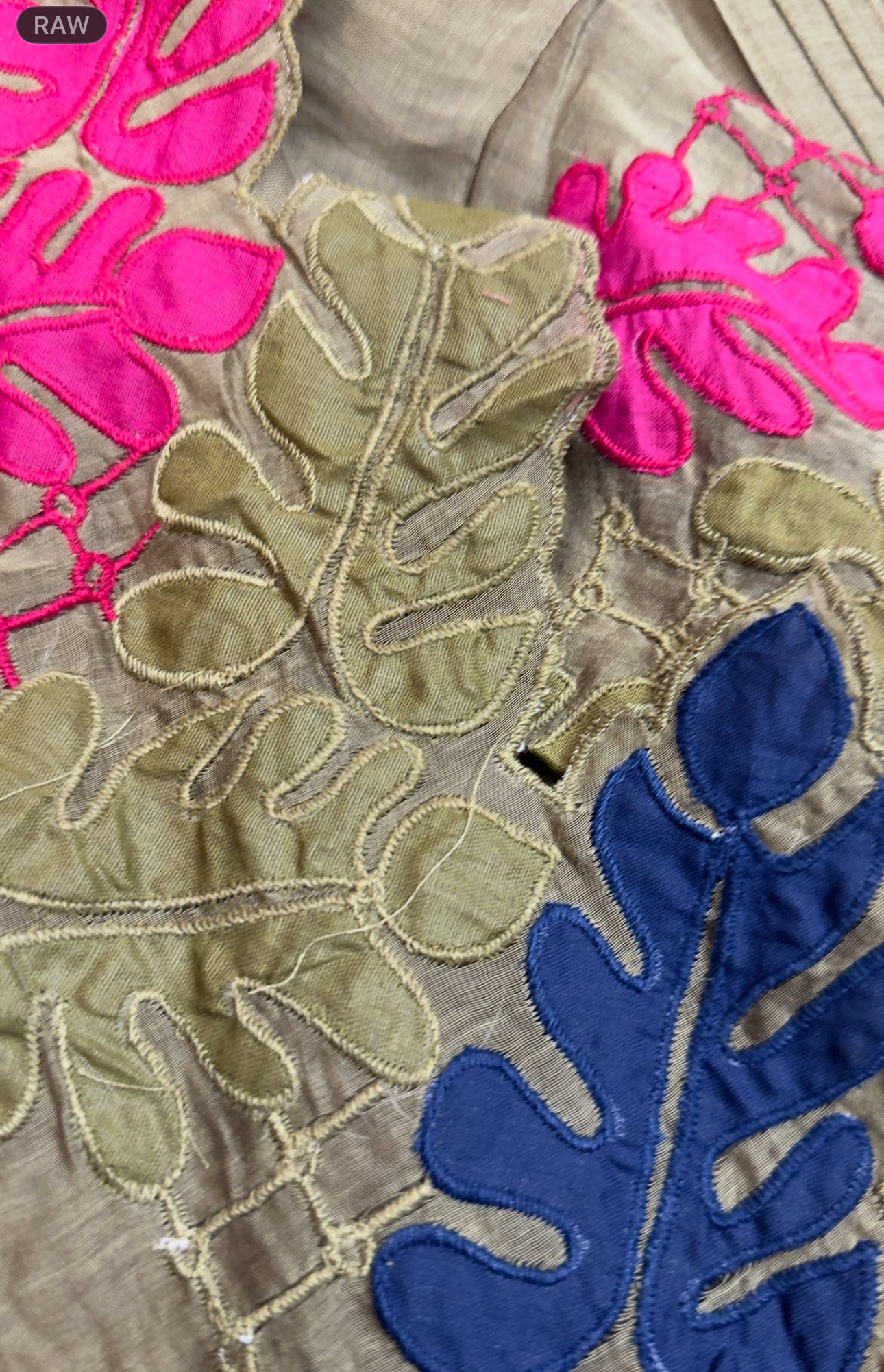 Cutwork leaf pure mul chandari