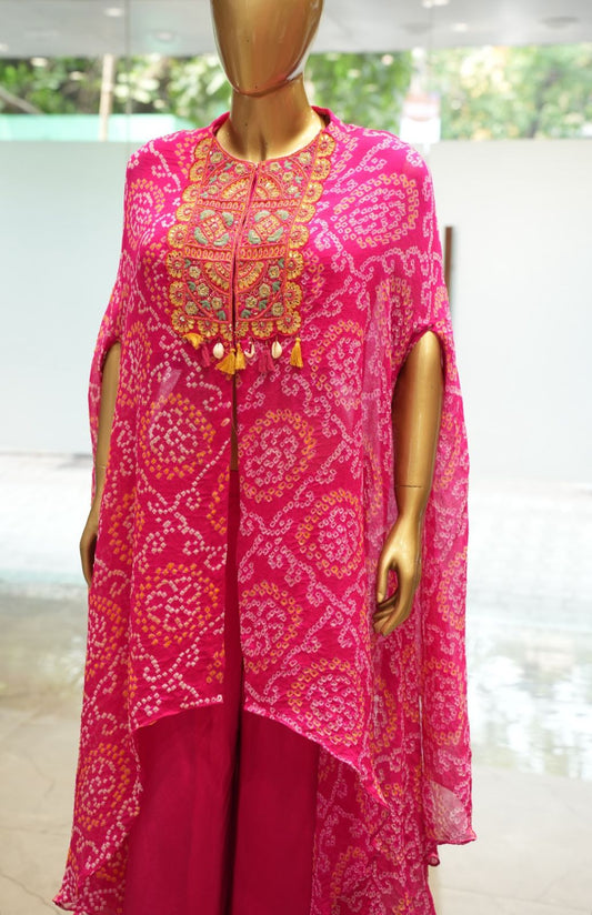 Pink Bandhani Indo western