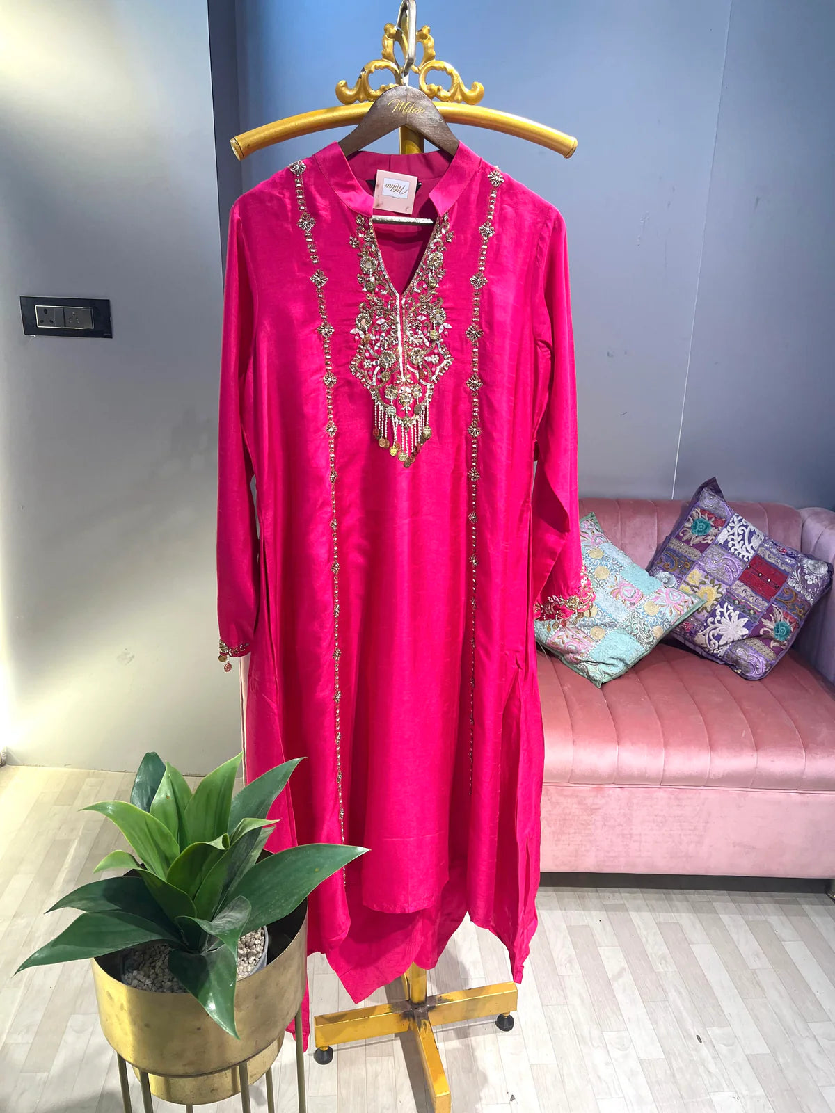 Pure silk Handworked Kurta with Tulip Pants