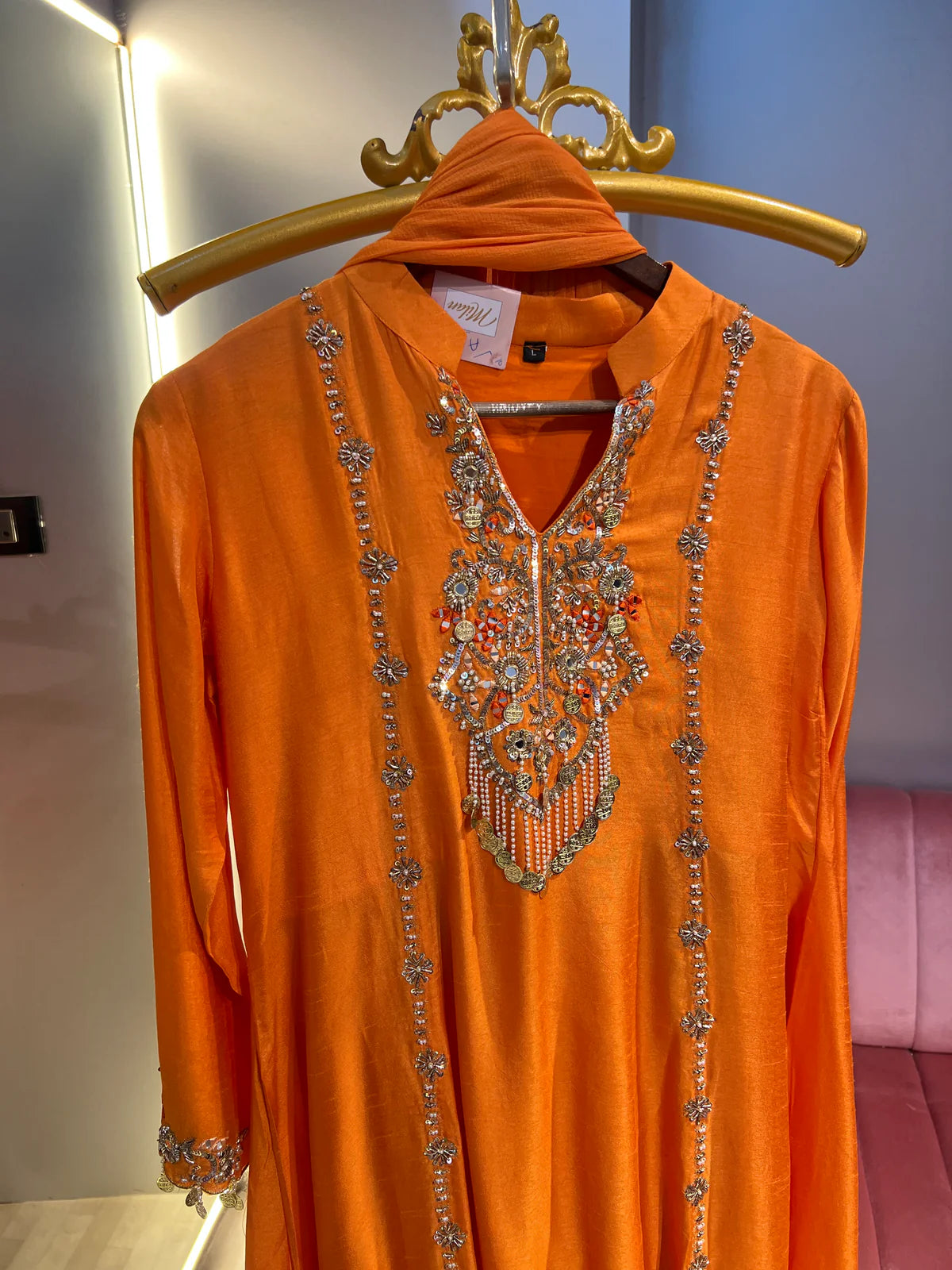 Pure silk Handworked Kurta with Tulip Pants