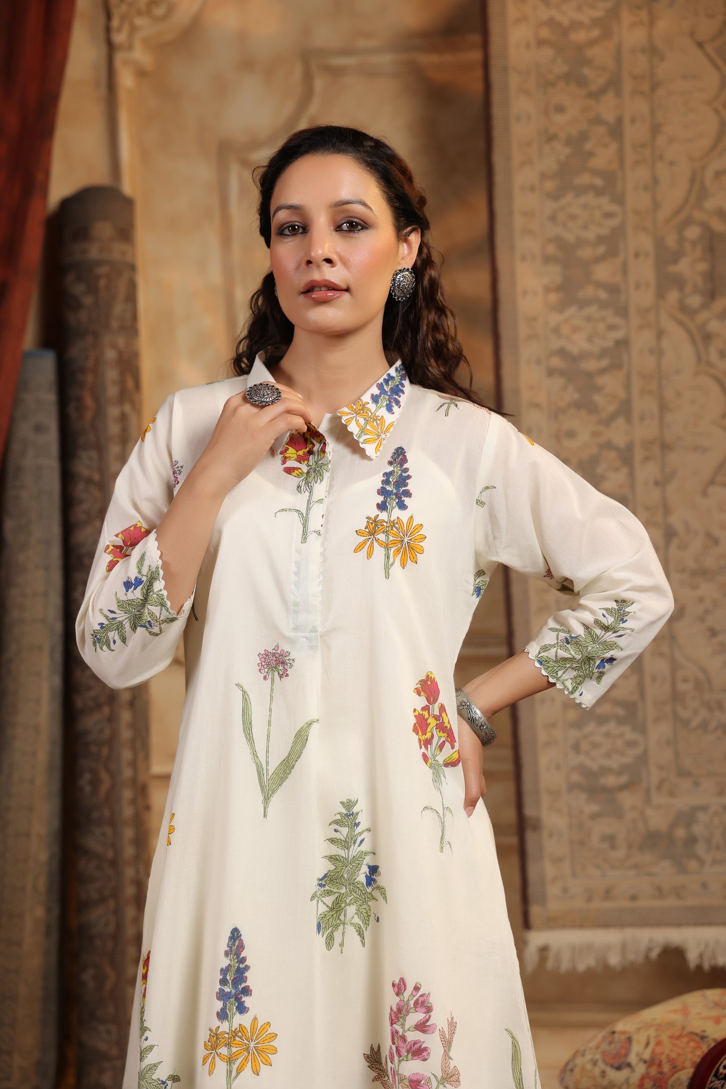 Mul cotton cream co ord set