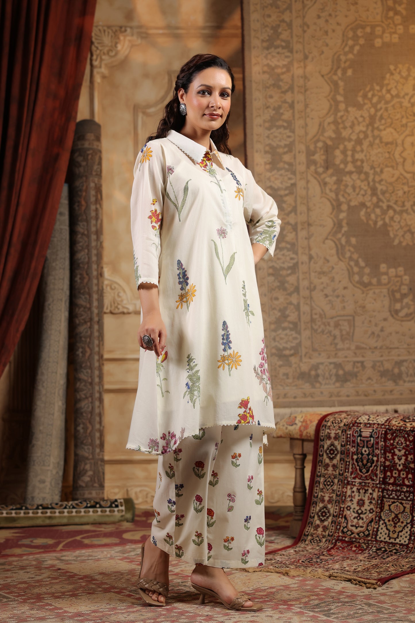 Mul cotton cream co ord set