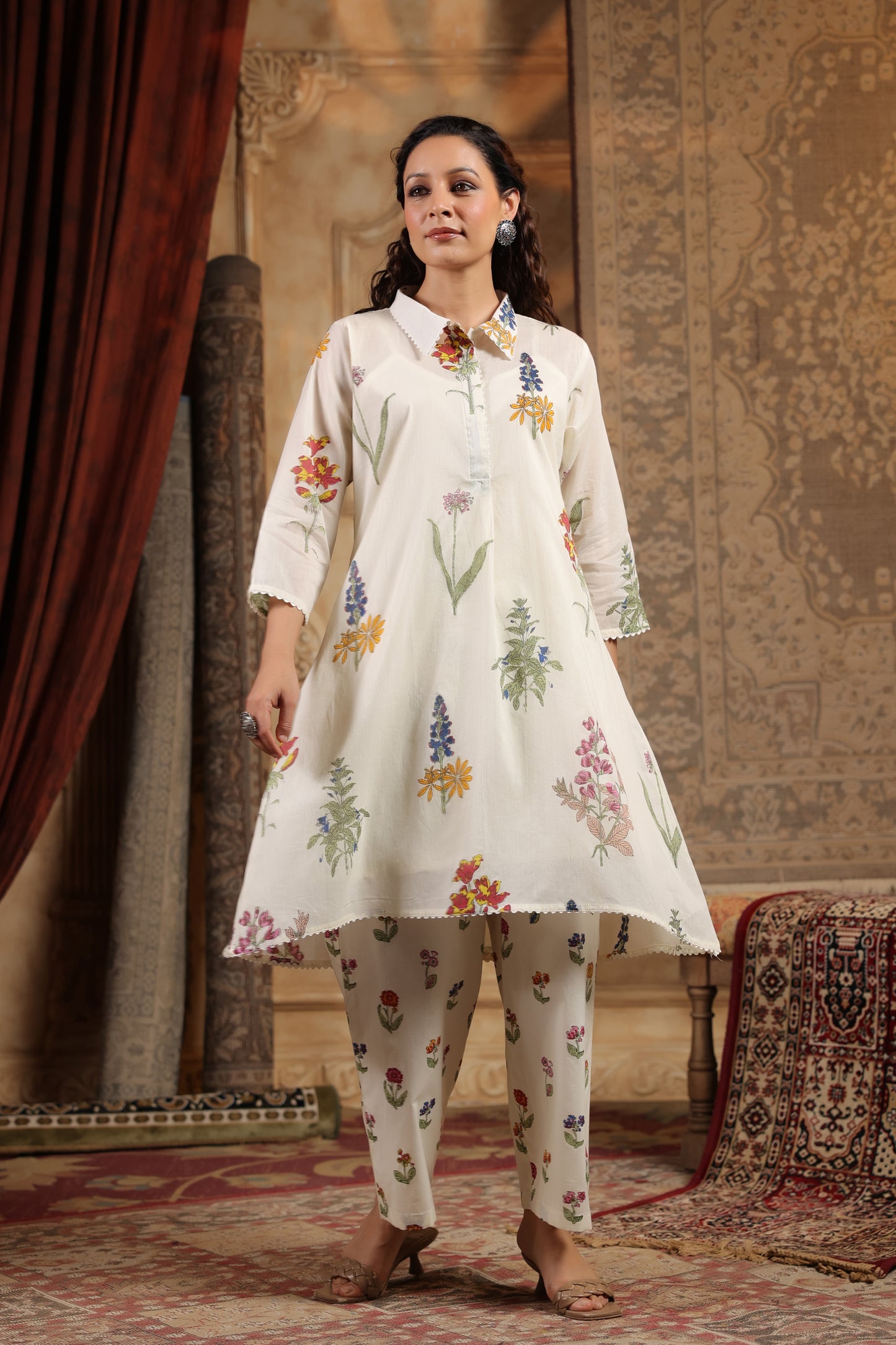 Mul cotton cream co ord set