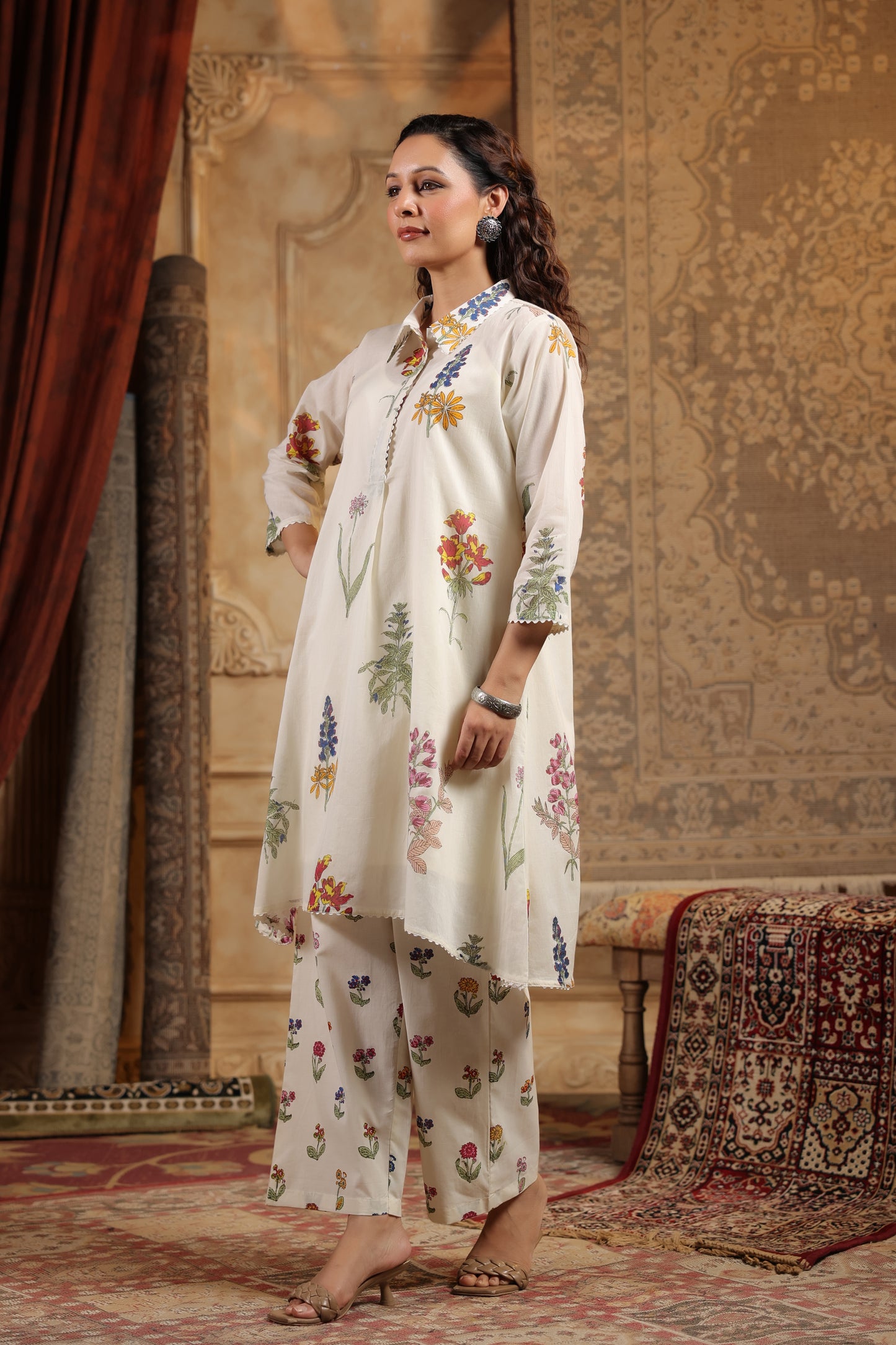 Mul cotton cream co ord set